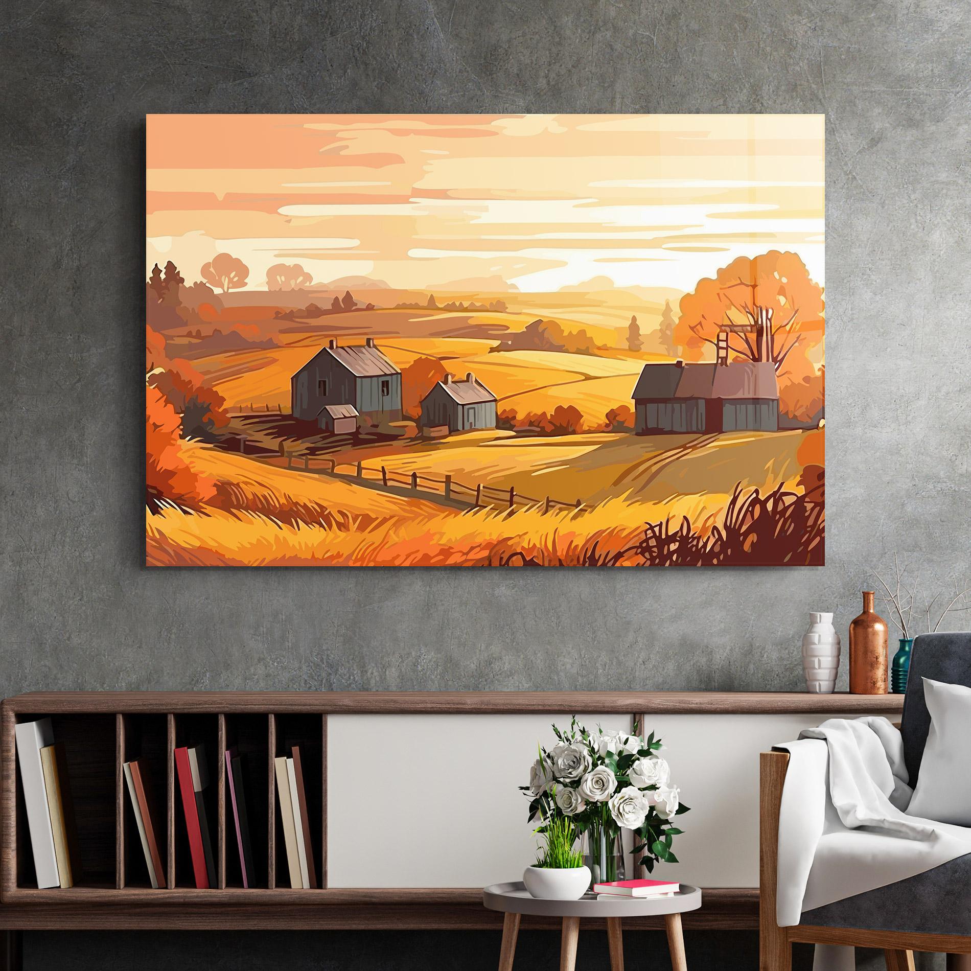 Tablou Sticla Orange Countryside mockup 2