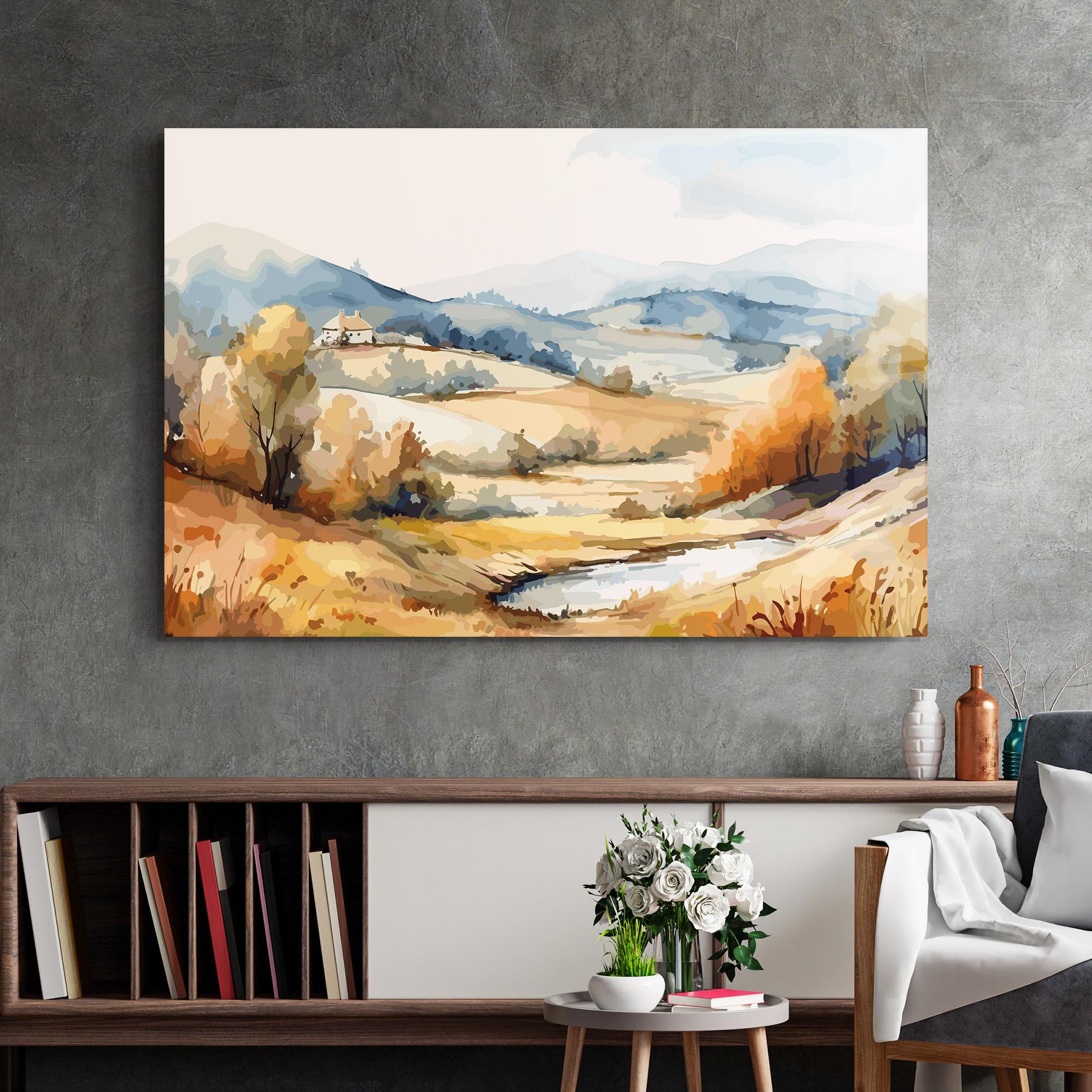 Tablou Sticla Rural Small Lake mockup 2