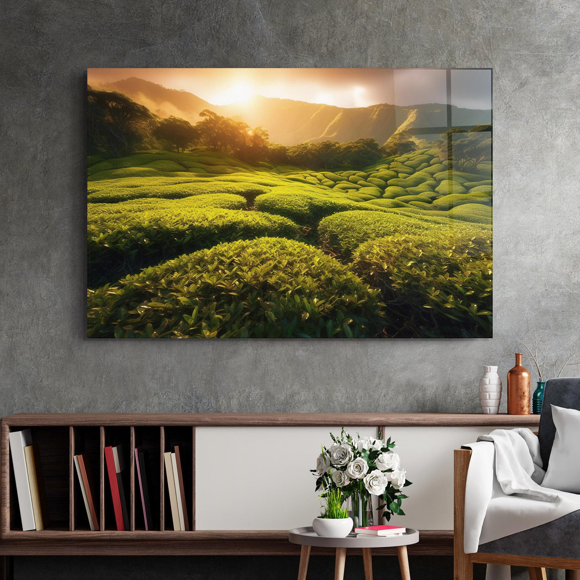 Tablou Sticla Tea Fields mockup 2