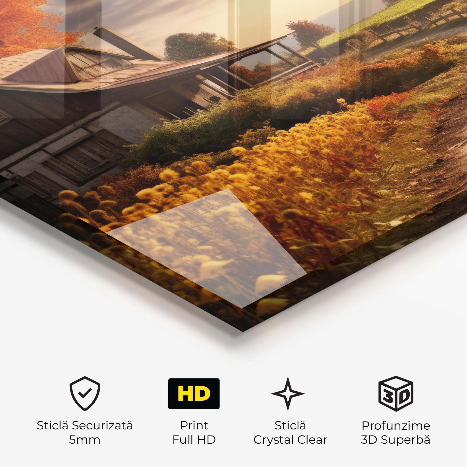 Tablou Sticla Autumn Farm House mockup 3