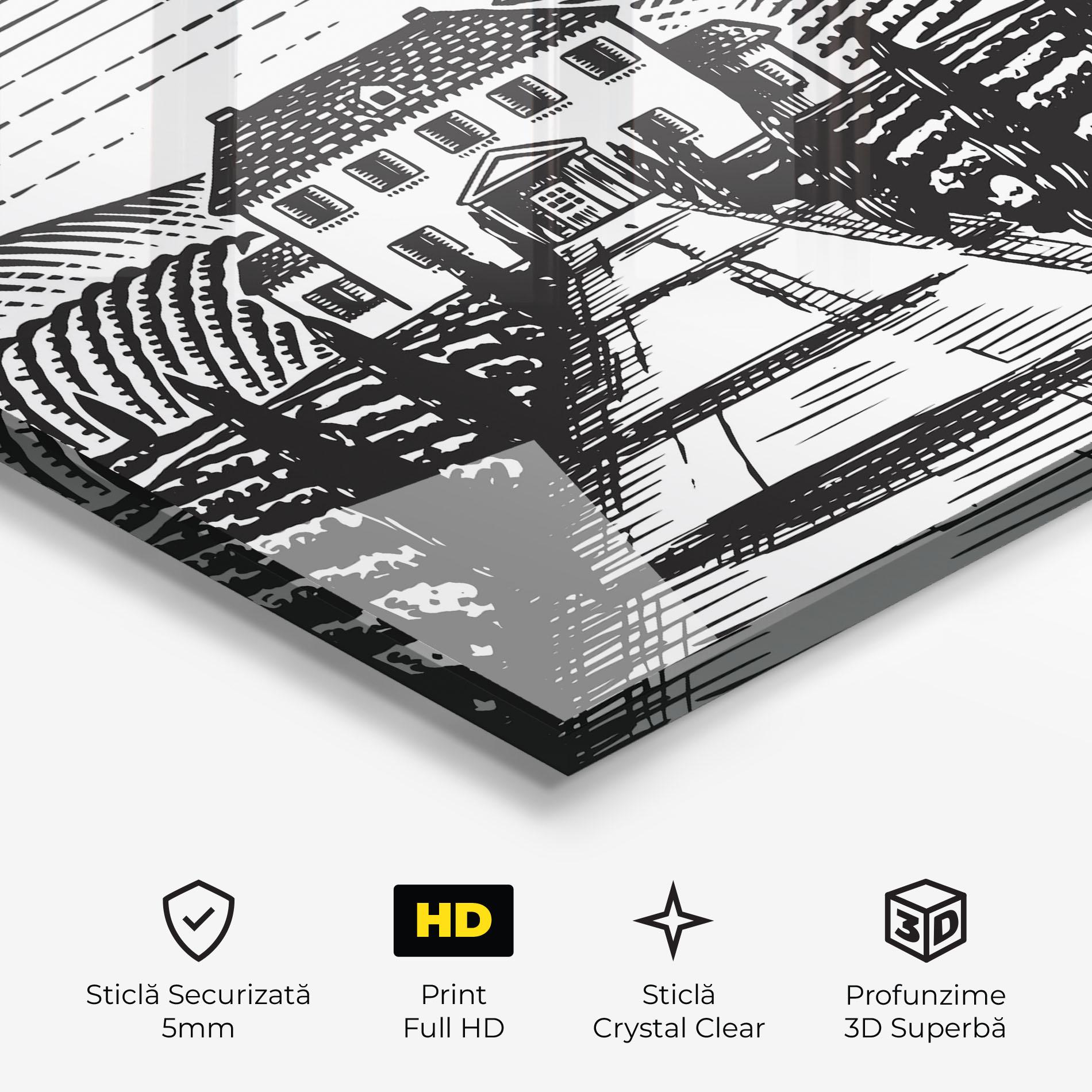 Tablou Sticla Black Rural School mockup 3