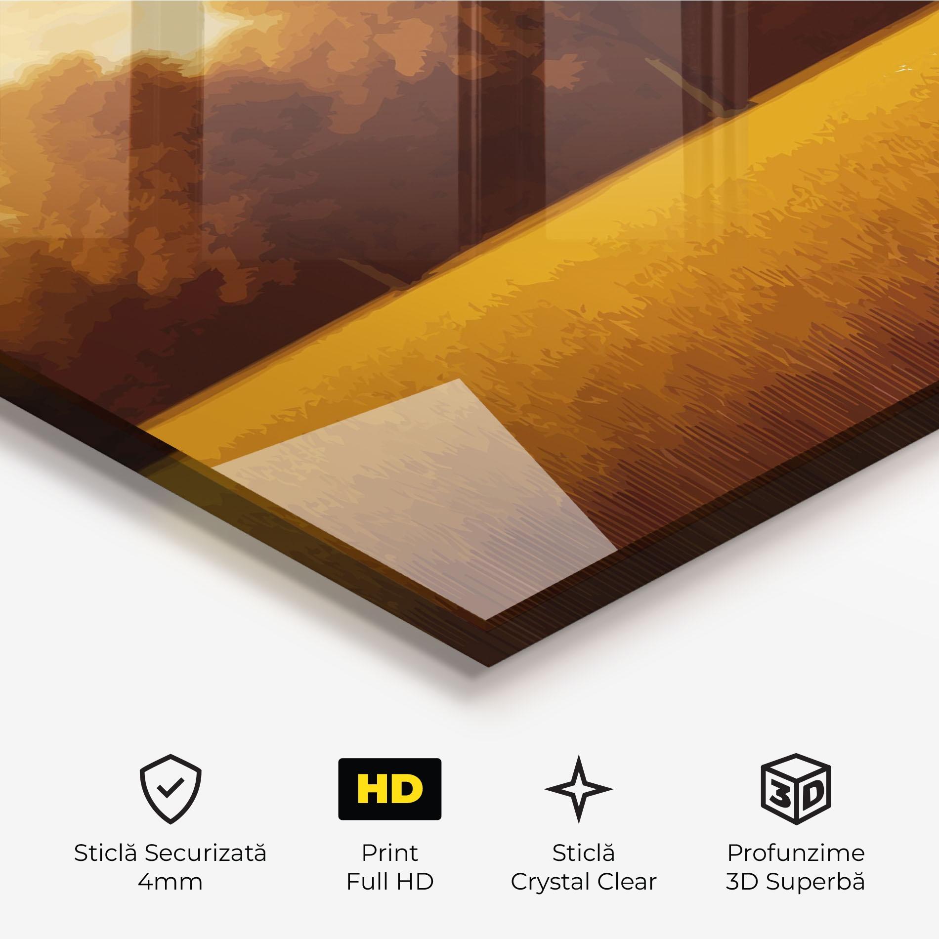 Tablou Sticla Autumn Country Tree mockup 3