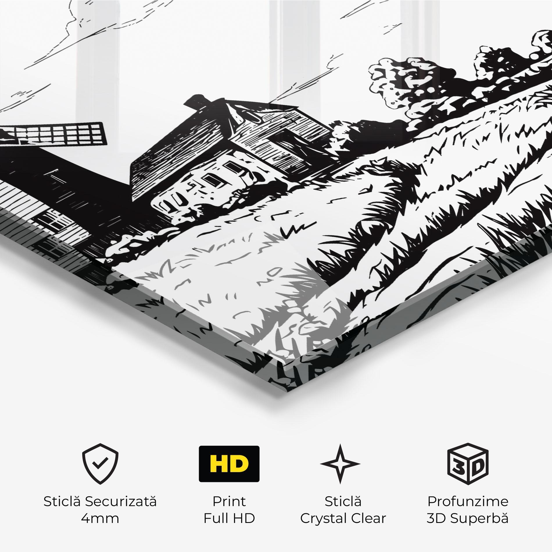 Tablou Sticla Black Line Wheat mockup 3