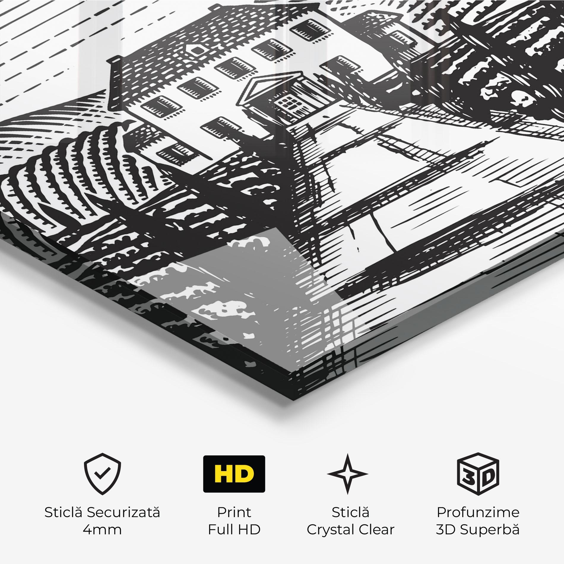 Tablou Sticla Black Rural School mockup 3