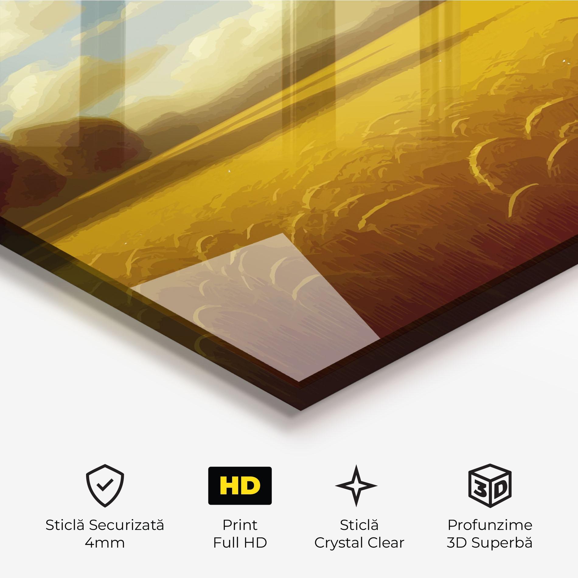 Tablou Sticla Cloud Rural Yellow mockup 3