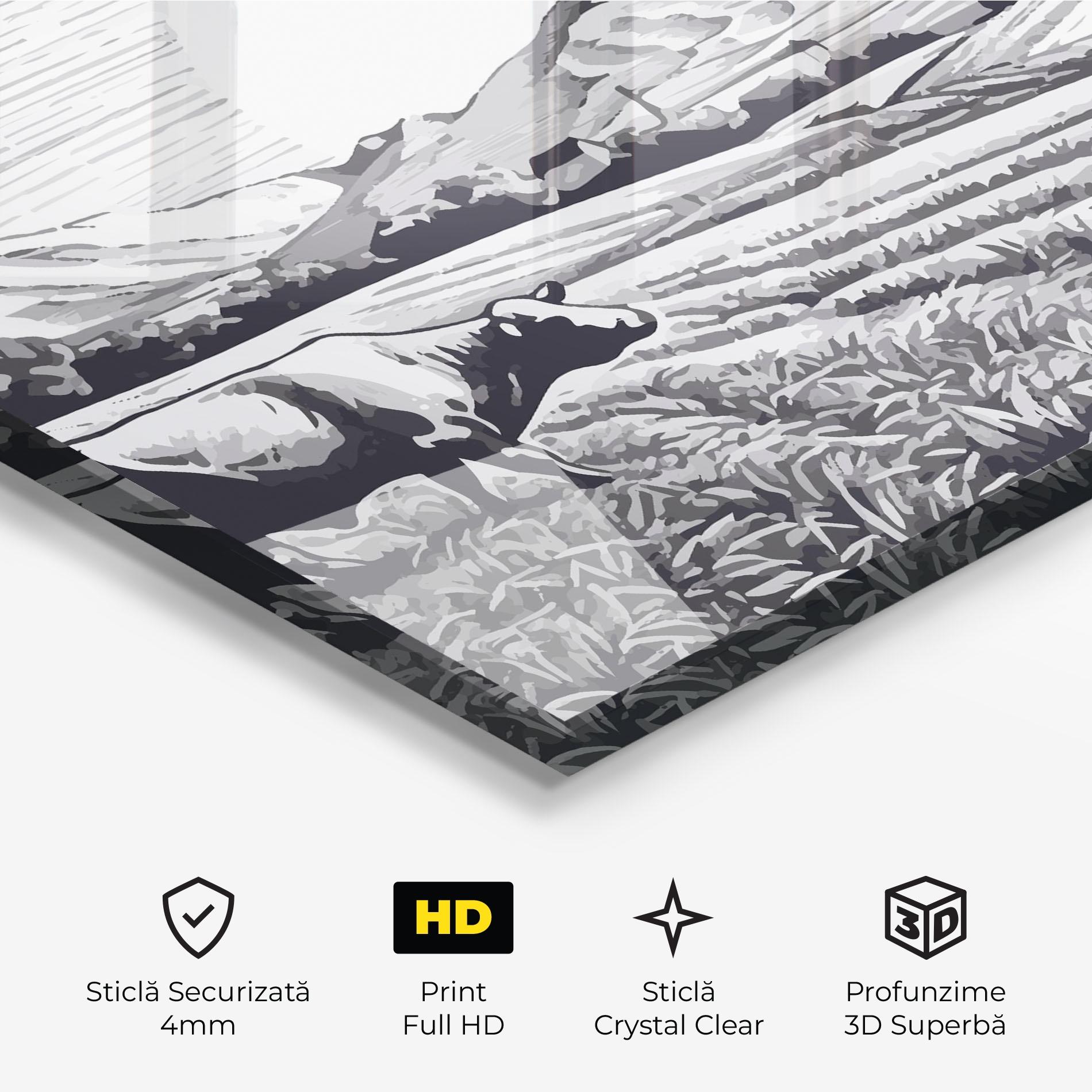 Tablou Sticla Cow Grey Ink mockup 3