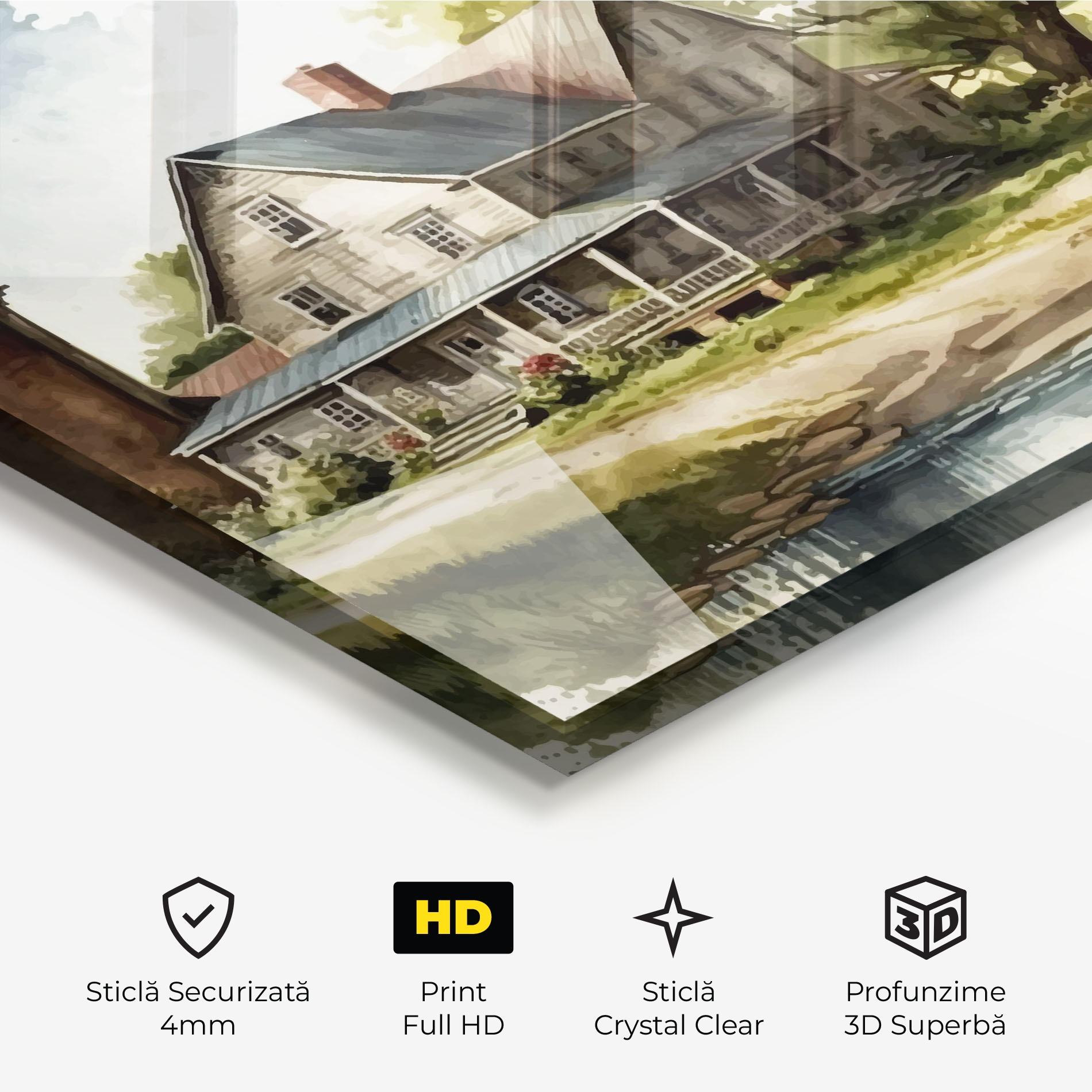 Tablou Sticla Farm Blue Car mockup 3