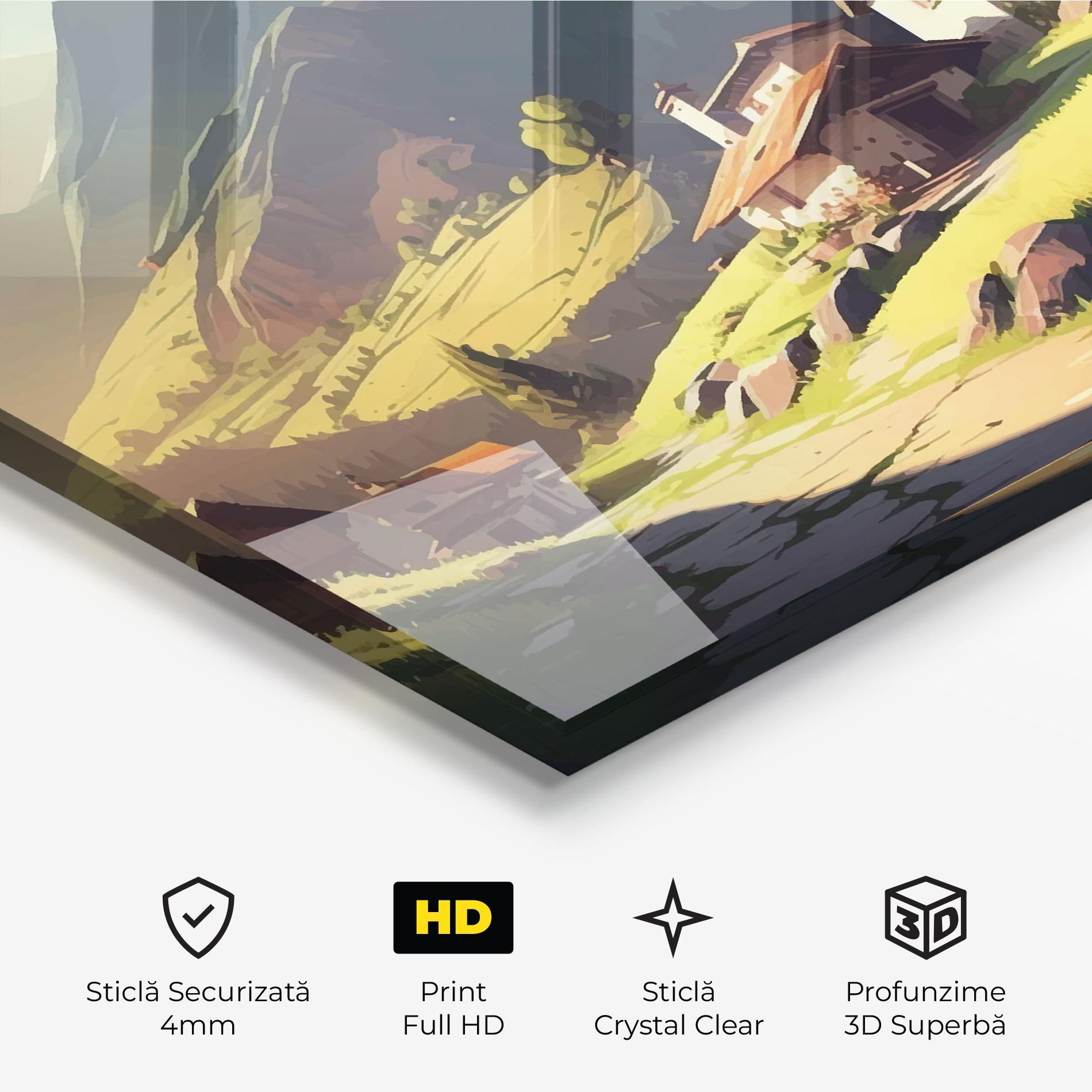 Tablou Sticla Grassy Mountain View mockup 3