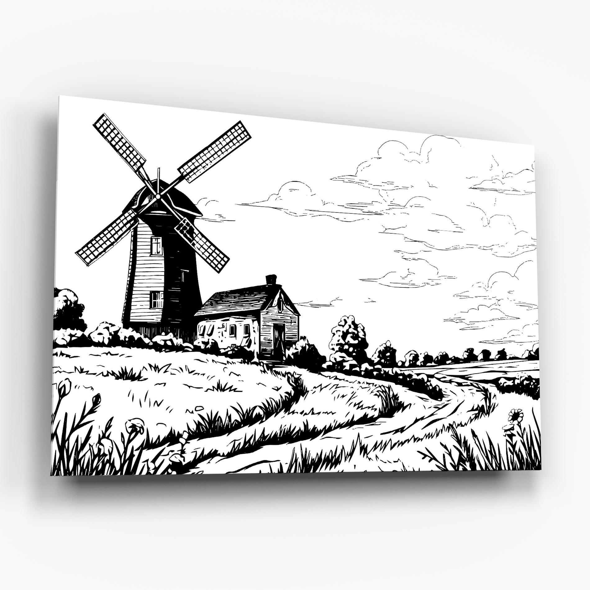 Tablou Sticla Black Line Wheat mockup 6