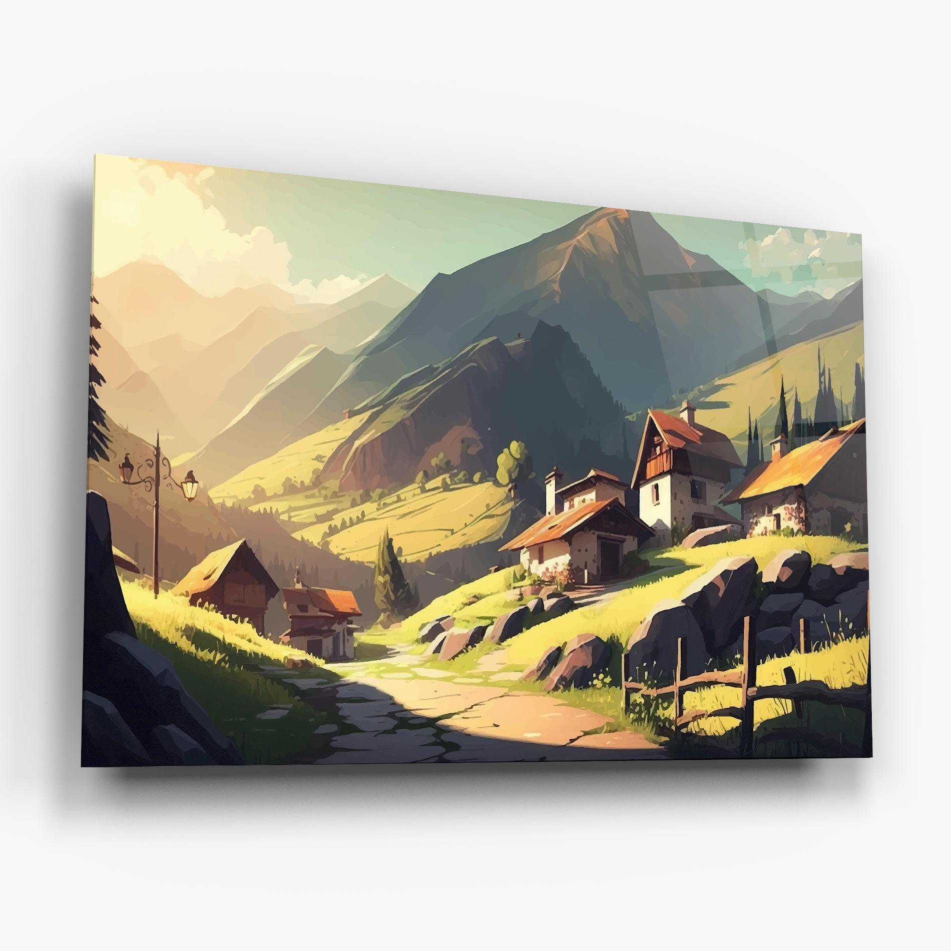 Tablou Sticla Grassy Mountain View mockup 6