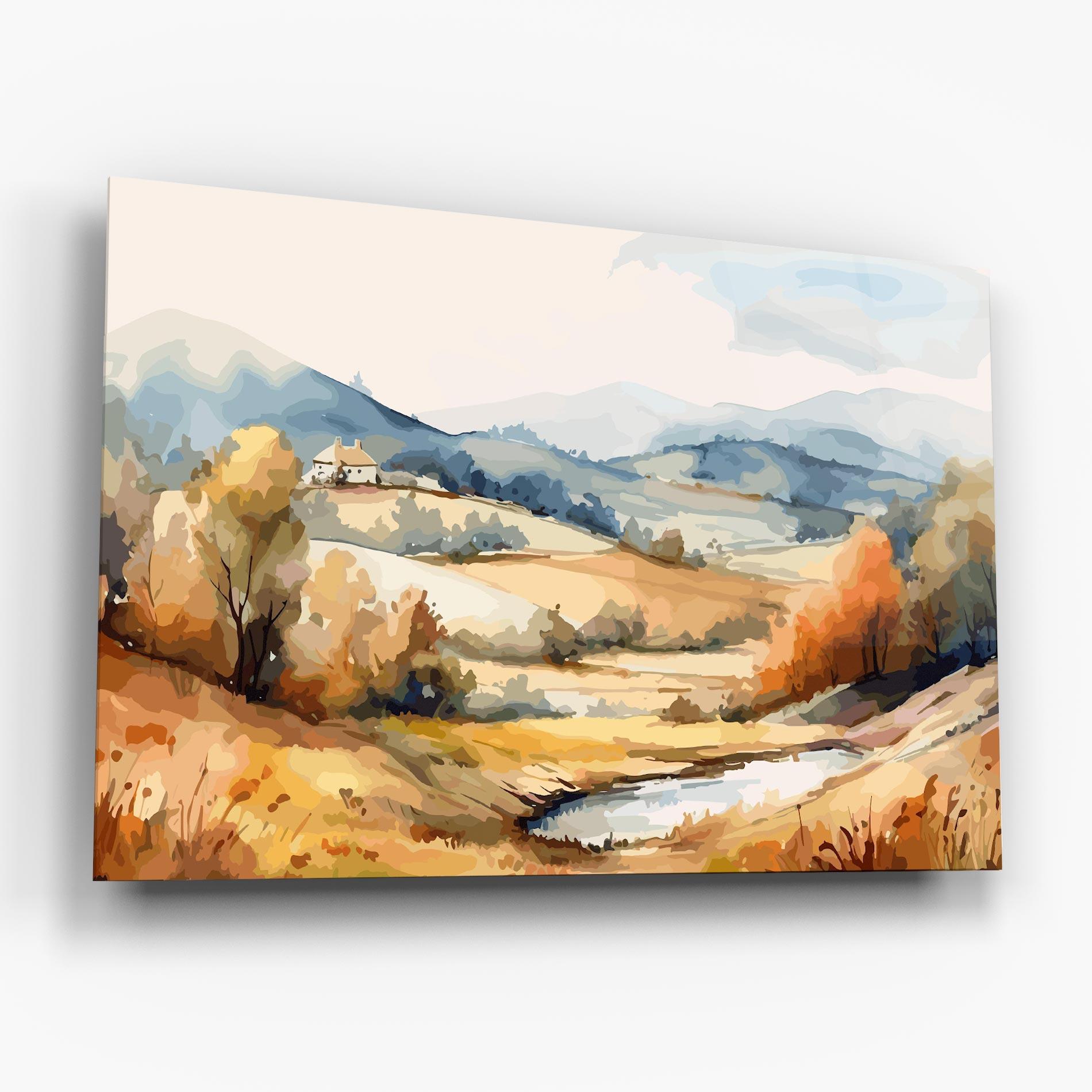 Tablou Sticla Rural Small Lake mockup 6