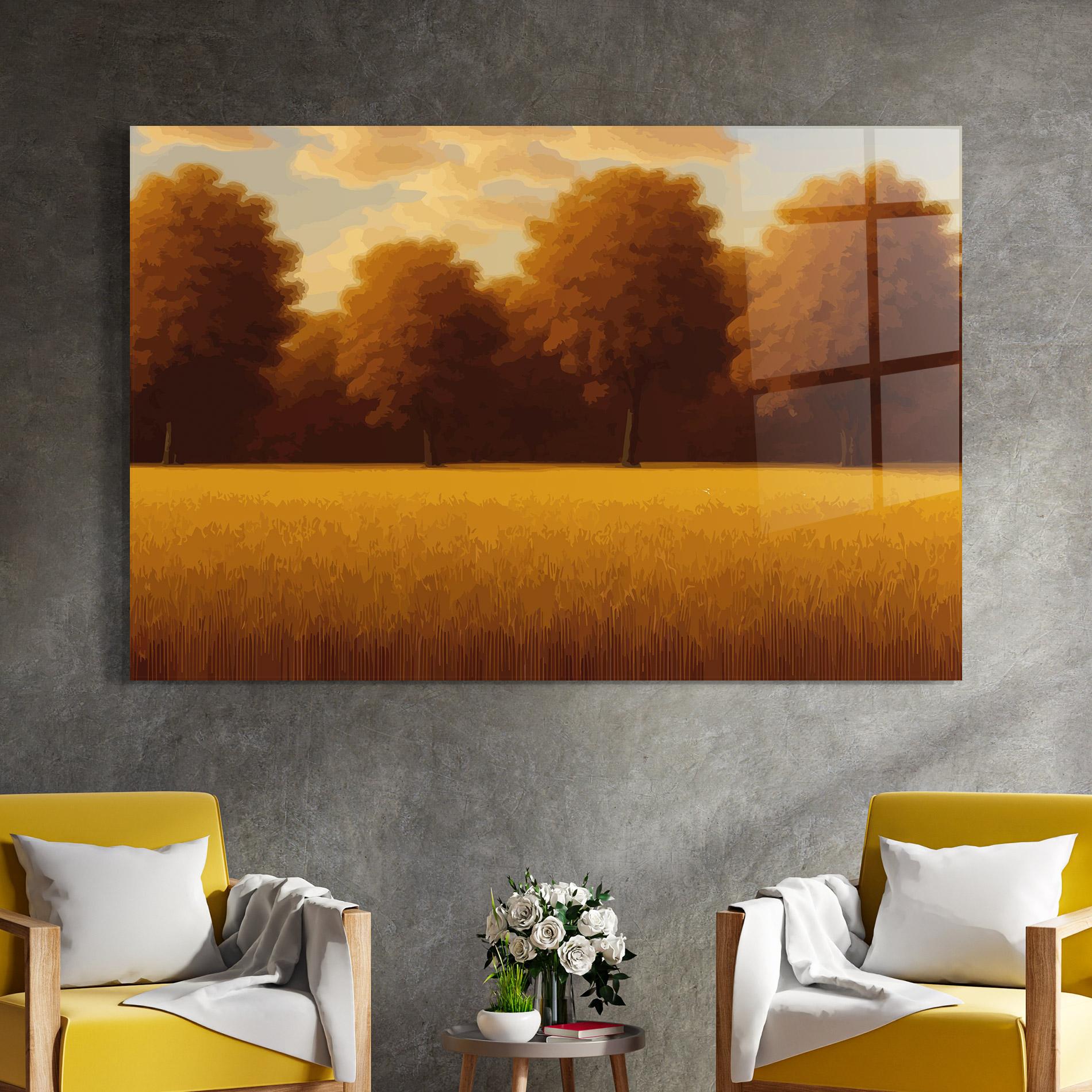 Tablou Sticla Autumn Country Tree mockup 4