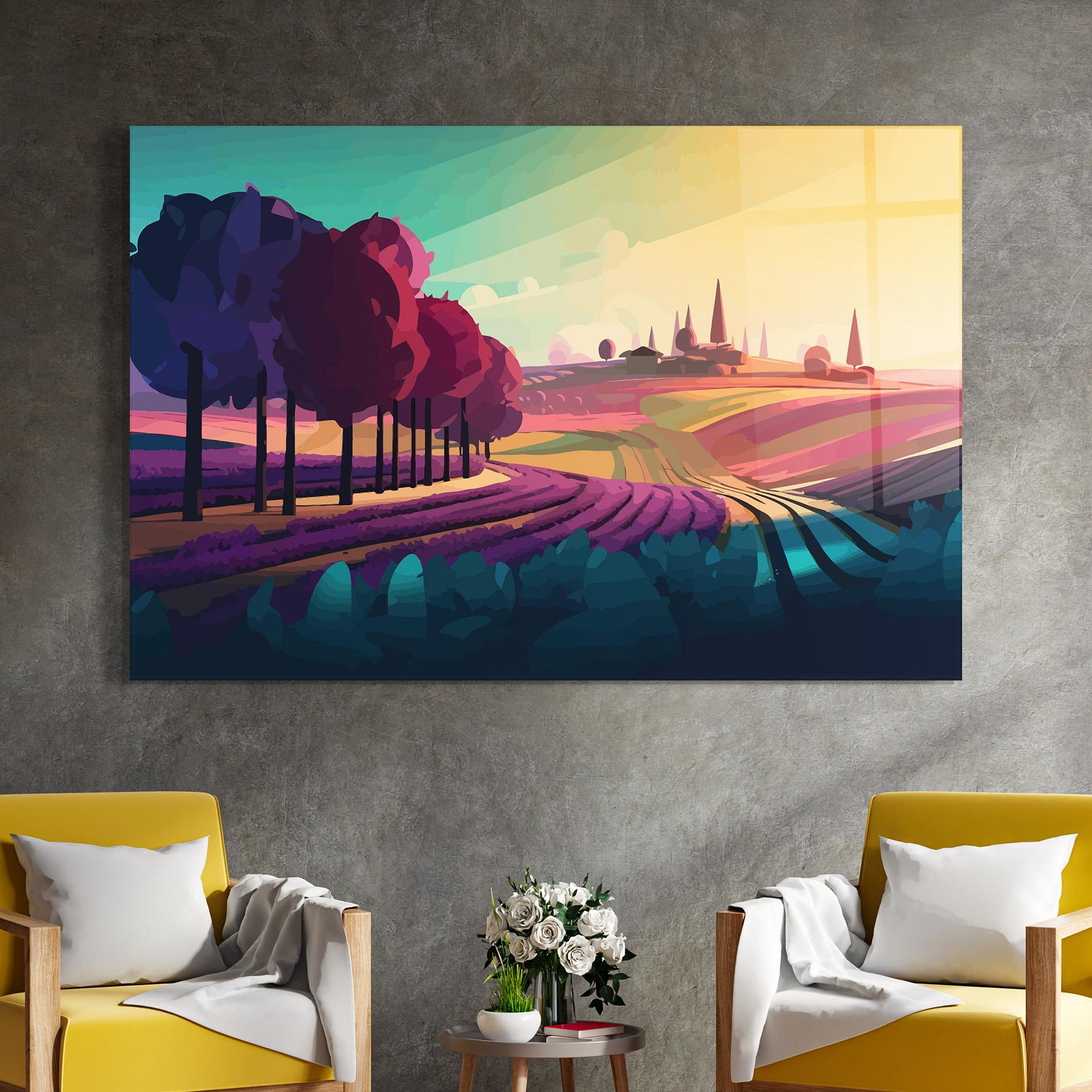 Tablou Sticla Beautiful Rural View mockup 4