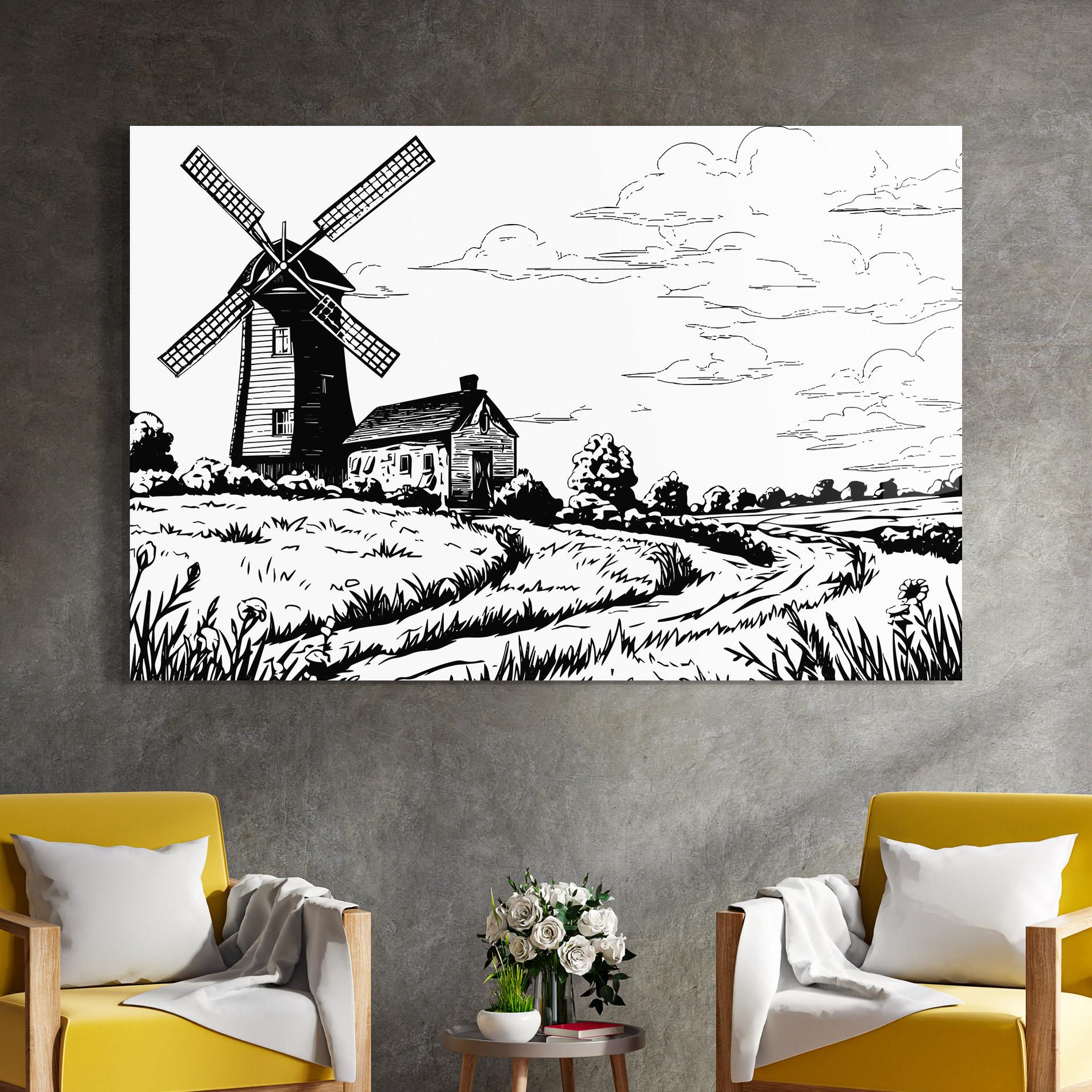 Tablou Sticla Black Line Wheat mockup 4