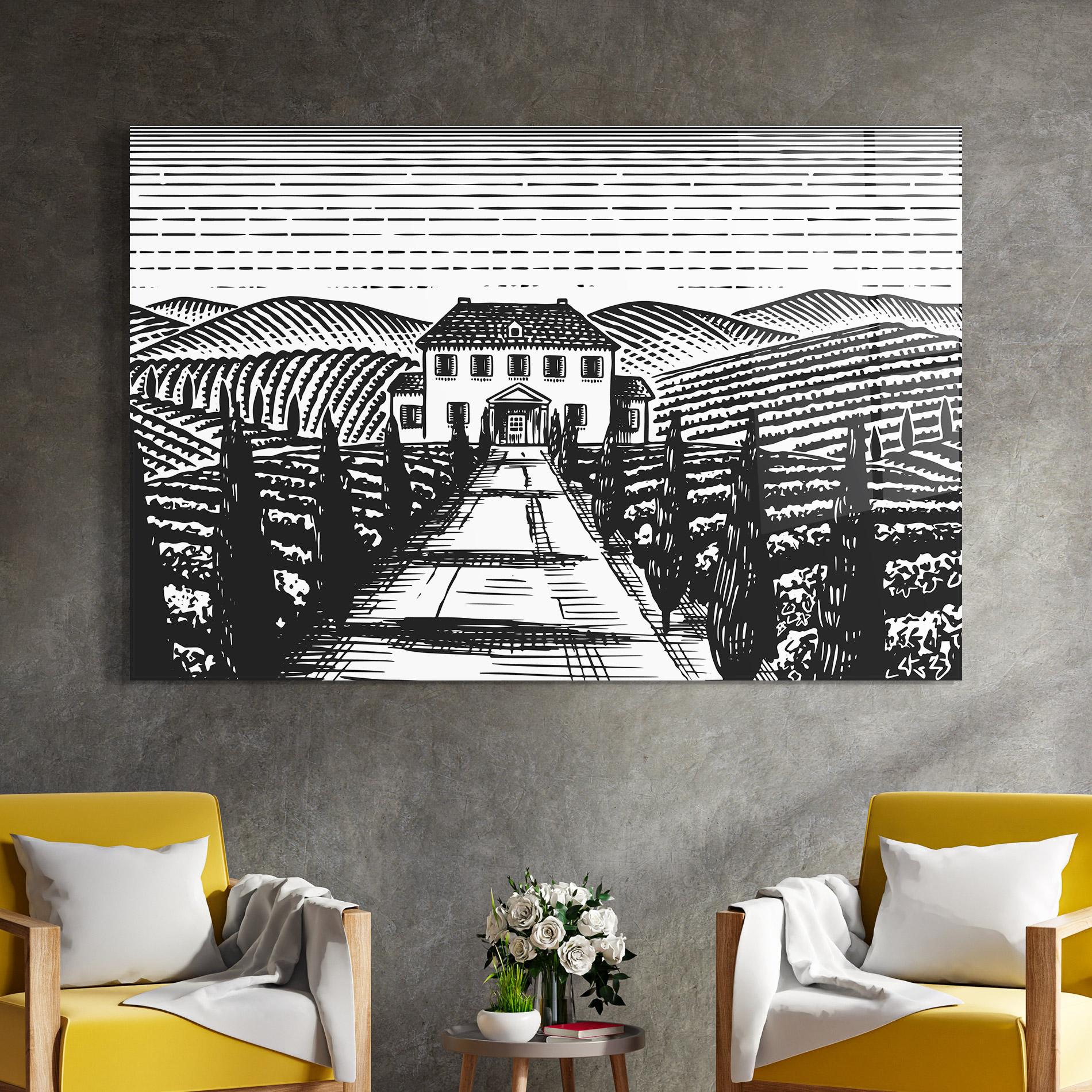 Tablou Sticla Black Rural School mockup 4