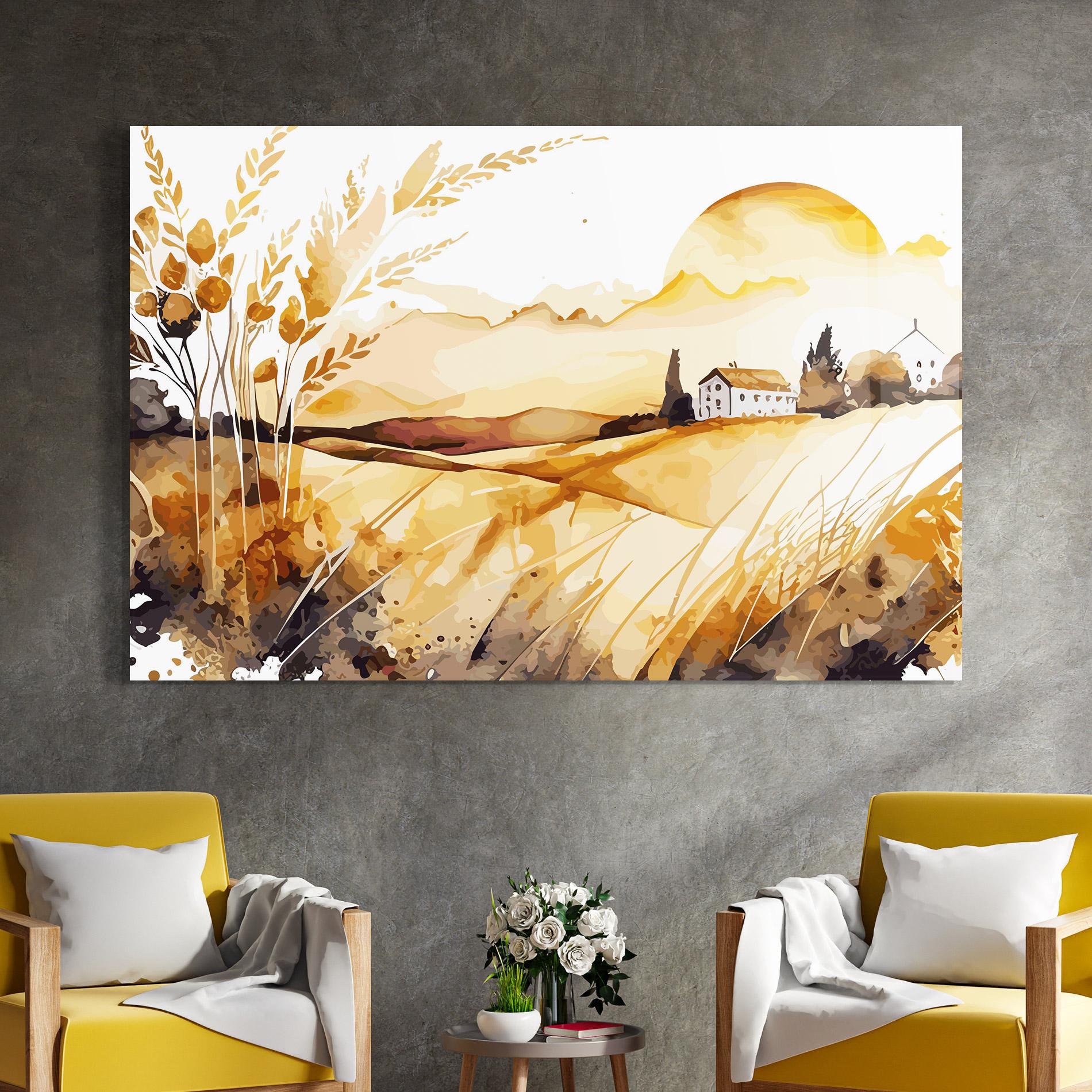 Tablou Sticla Crops Field mockup 4