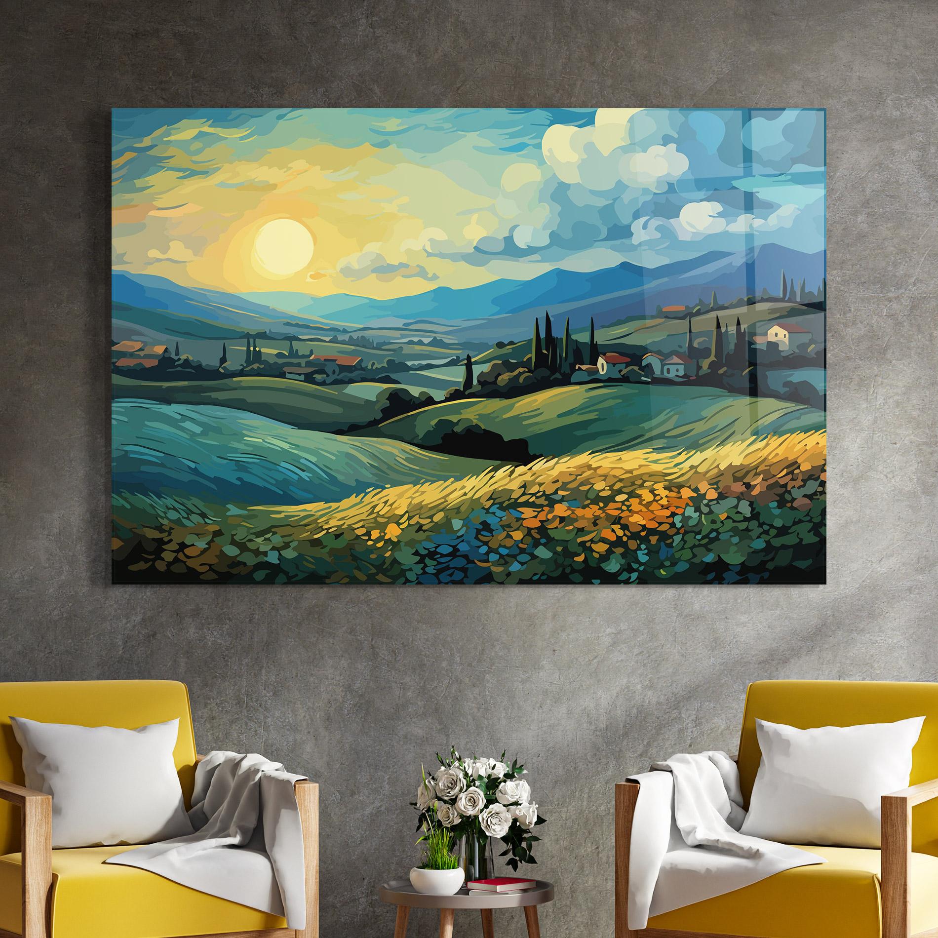 Tablou Sticla Fantasy Blue View mockup 4