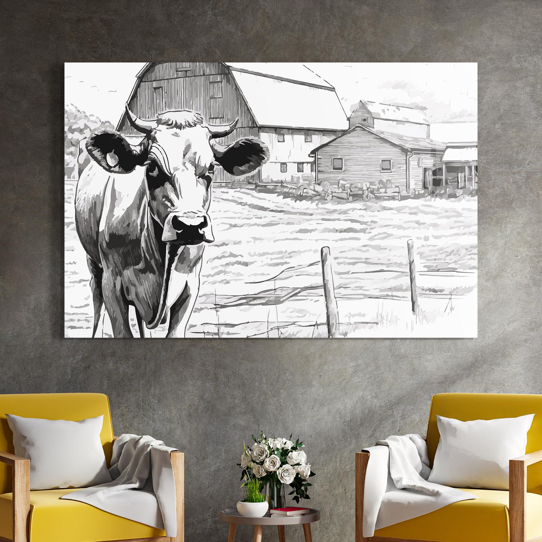 Tablou Sticla Farm Cow mockup 4