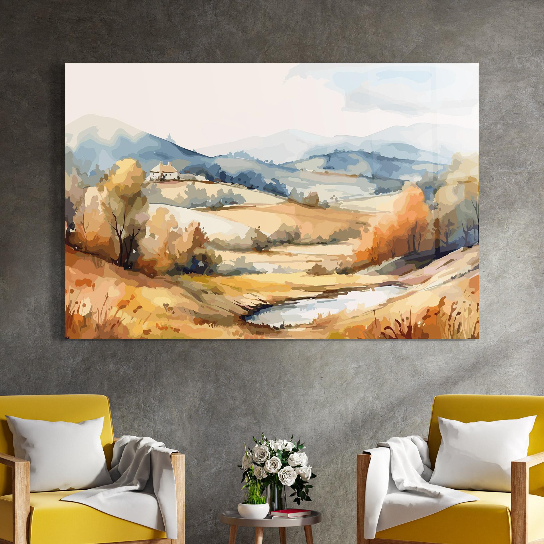 Tablou Sticla Rural Small Lake mockup 4