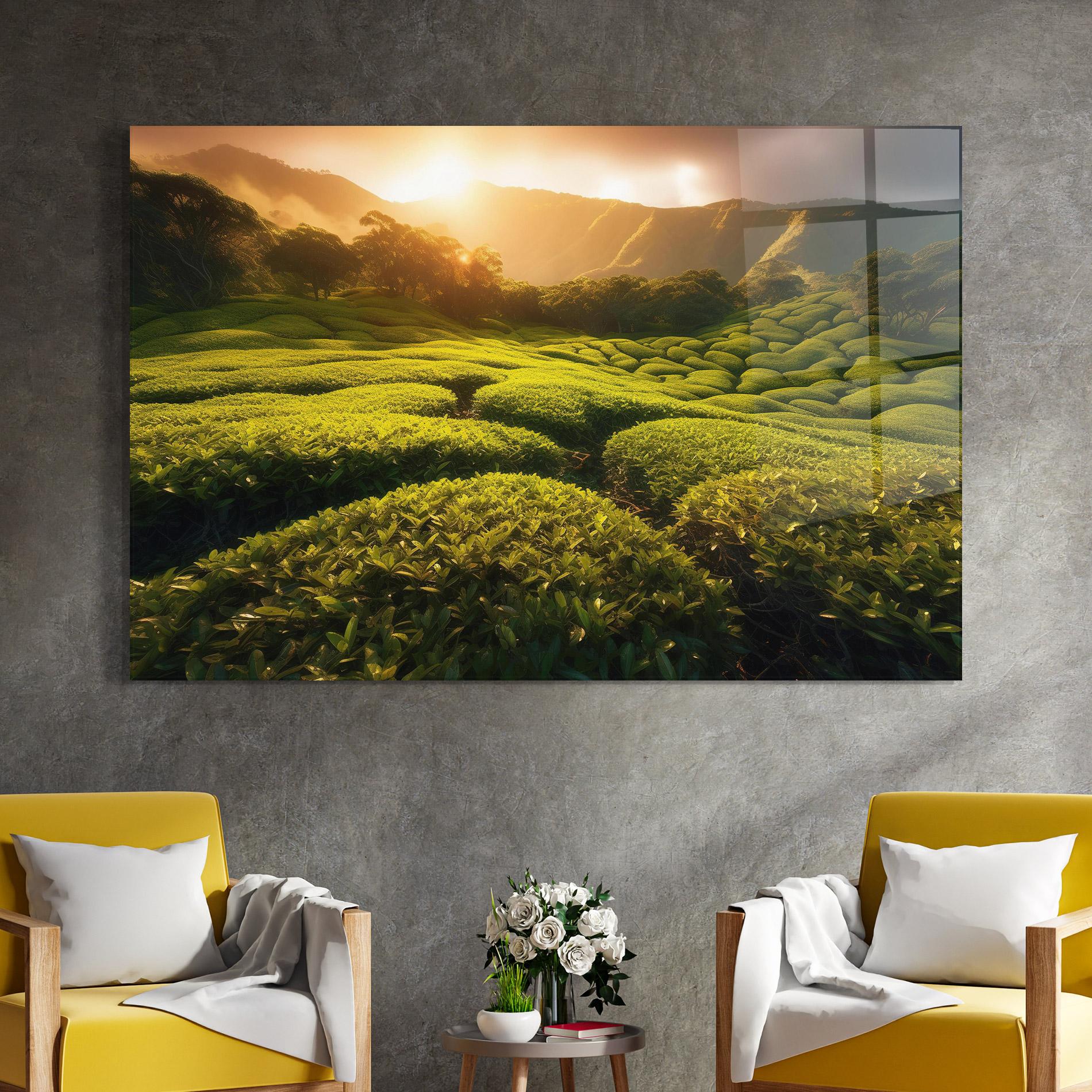 Tablou Sticla Tea Fields mockup 4