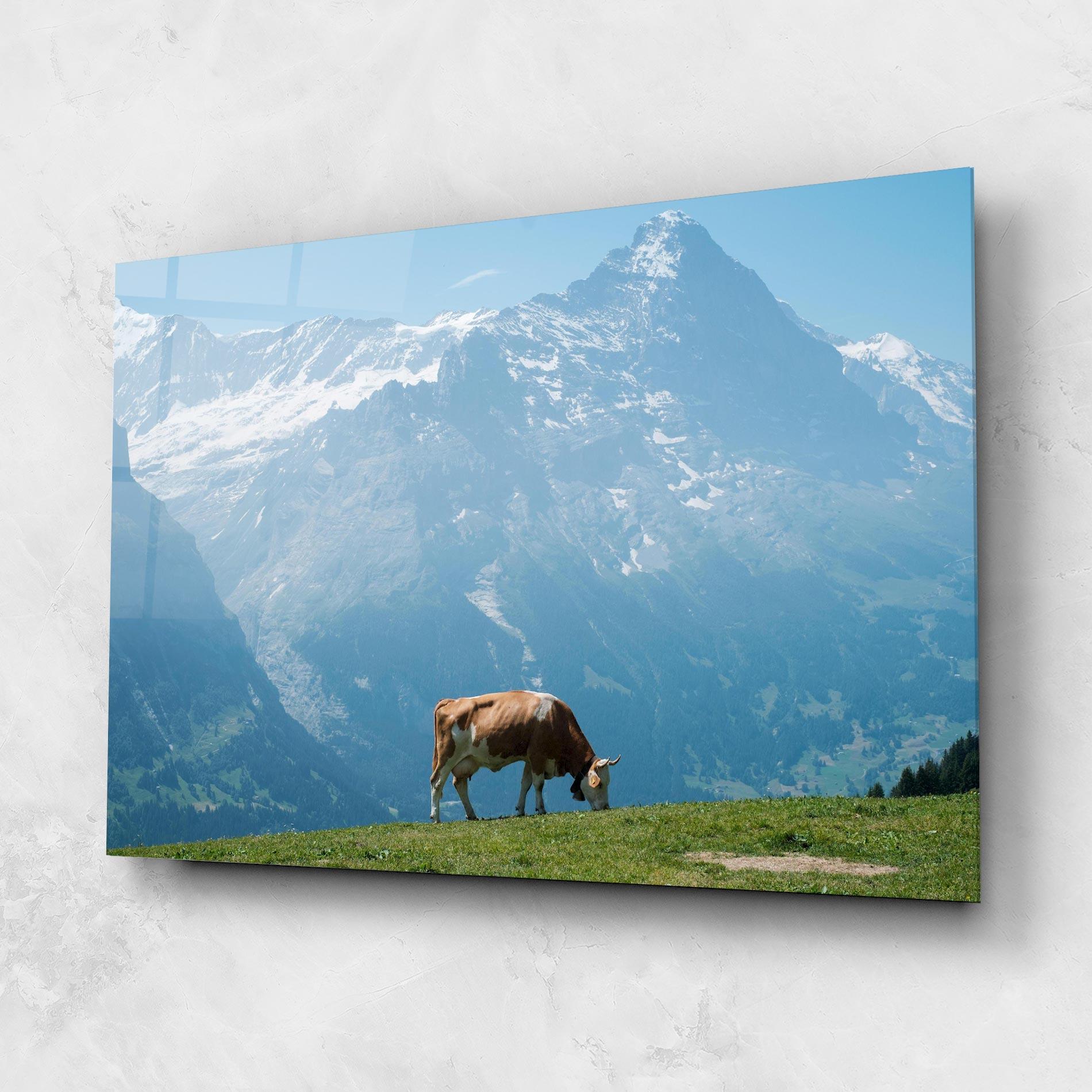 Tablou Sticla Cow Mountain mockup 1