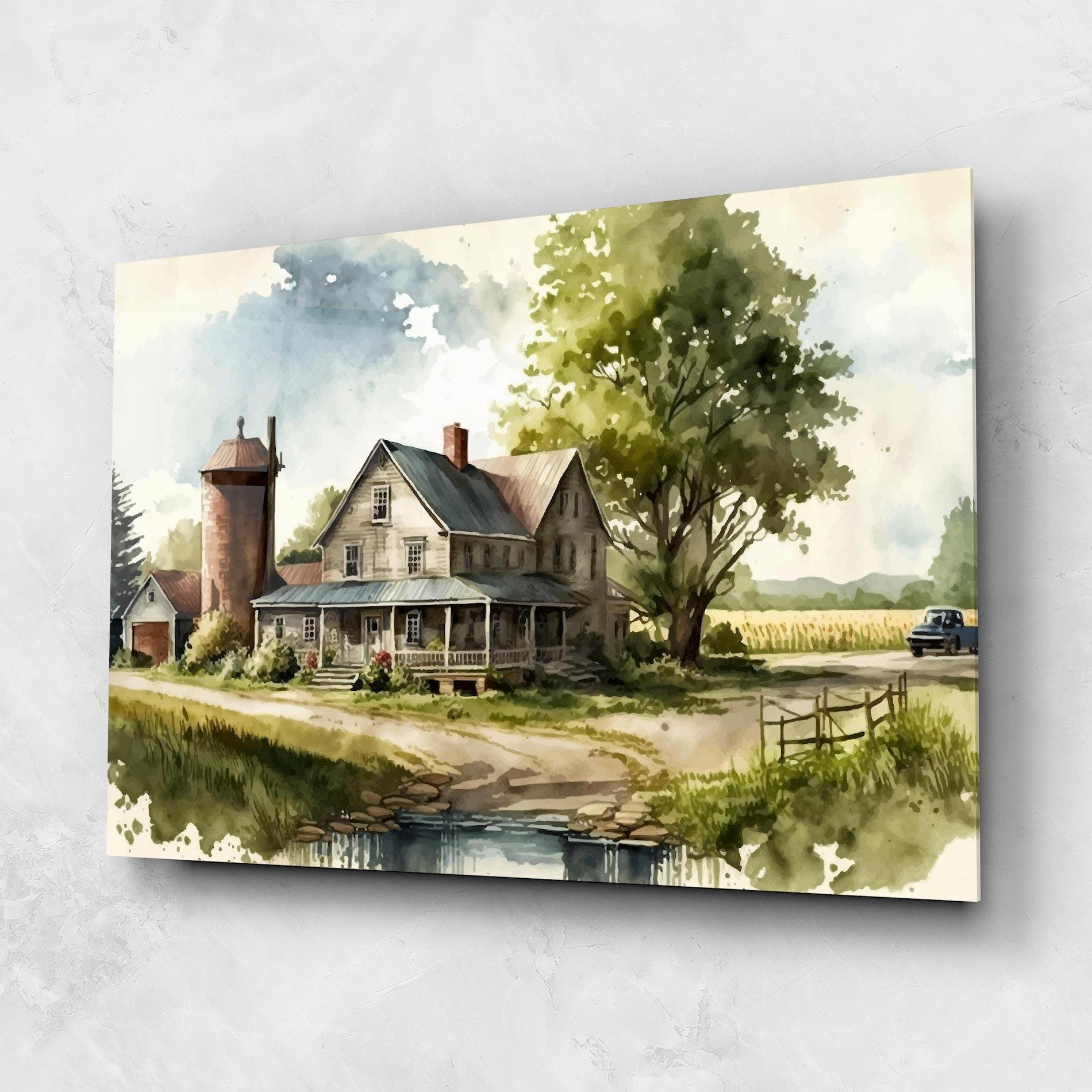 Tablou Sticla Farm Blue Car mockup 1