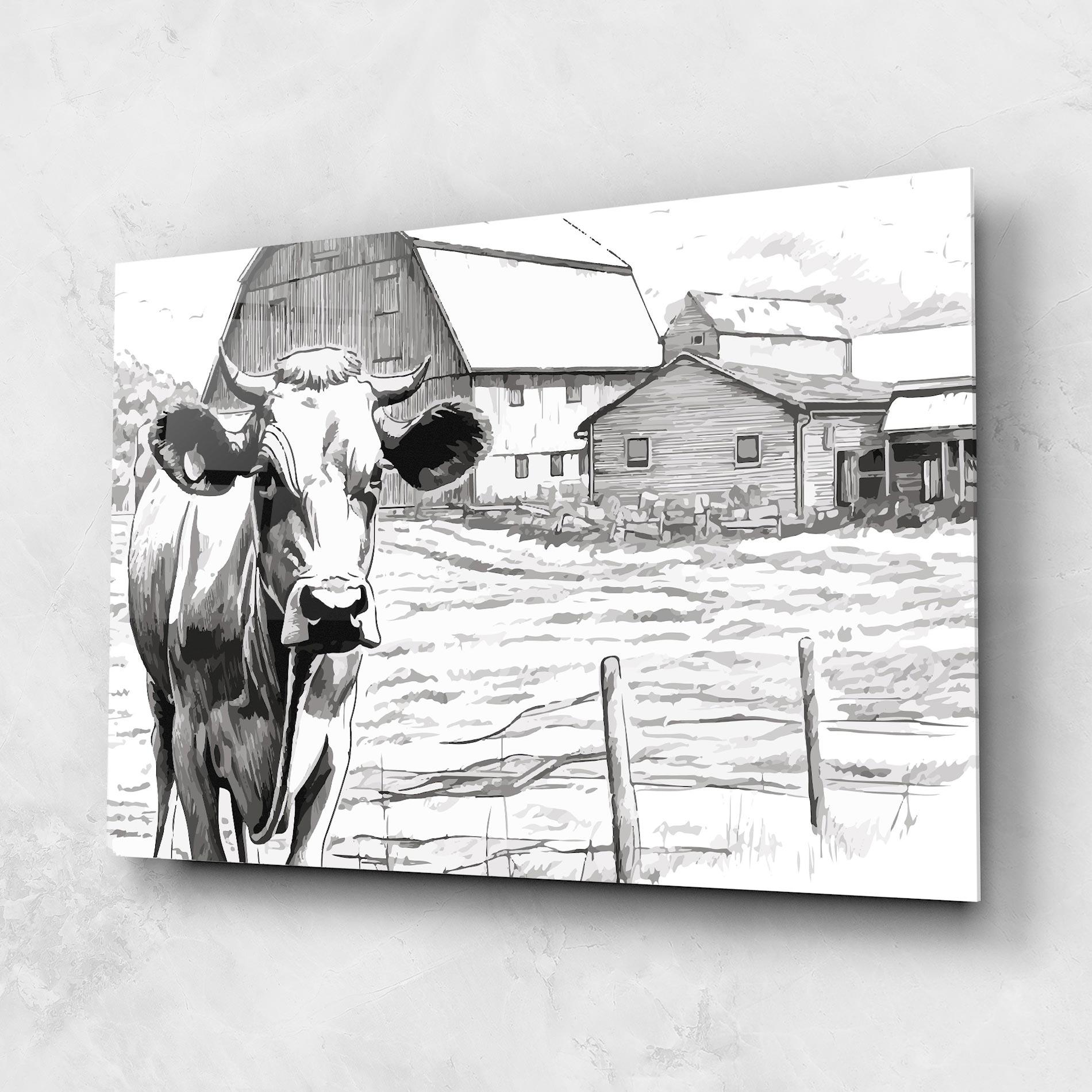 Tablou Sticla Farm Cow mockup 1