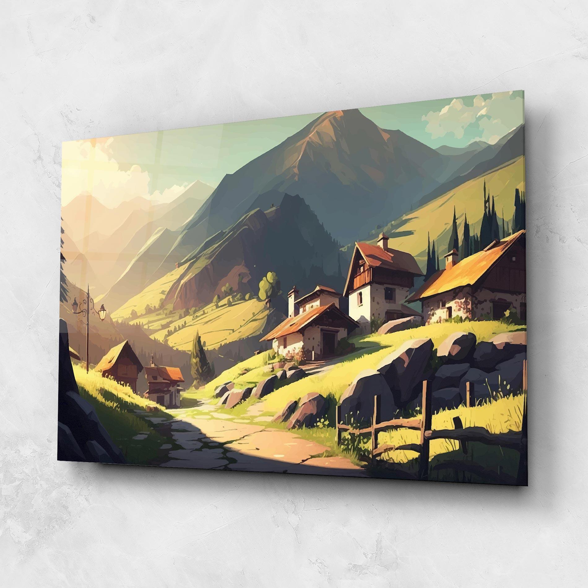 Tablou Sticla Grassy Mountain View mockup 1