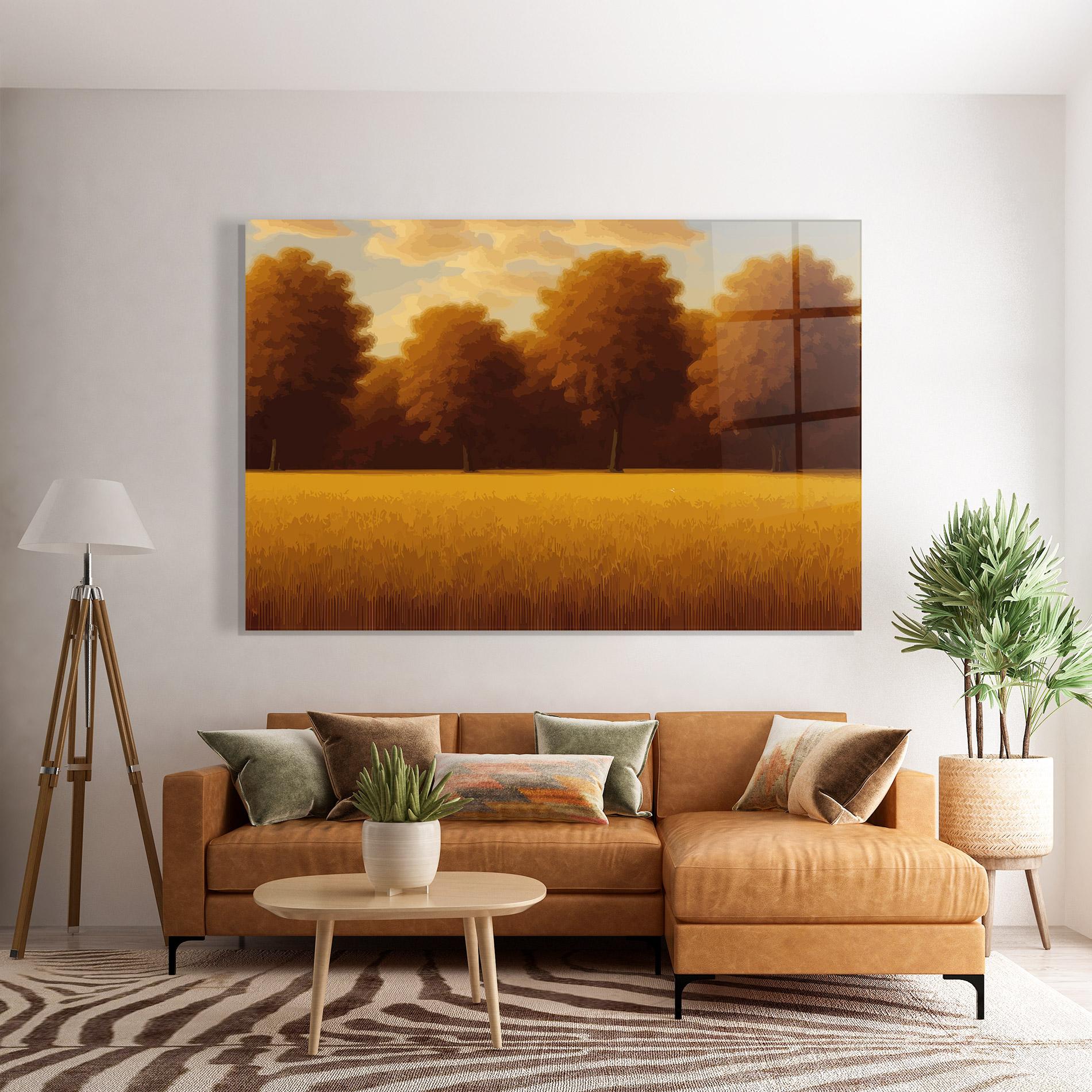 Tablou Sticla Autumn Country Tree mockup 7