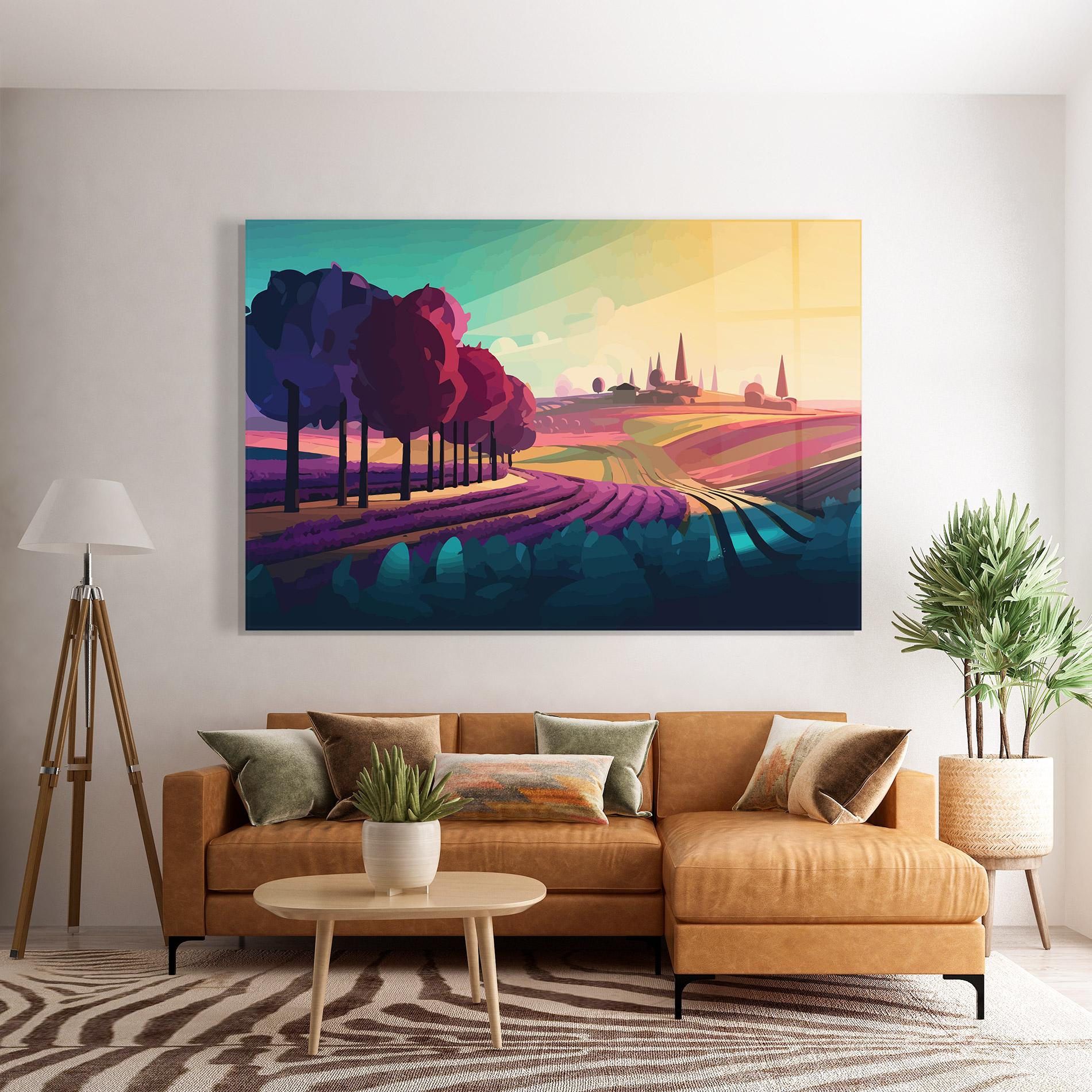 Tablou Sticla Beautiful Rural View mockup 7