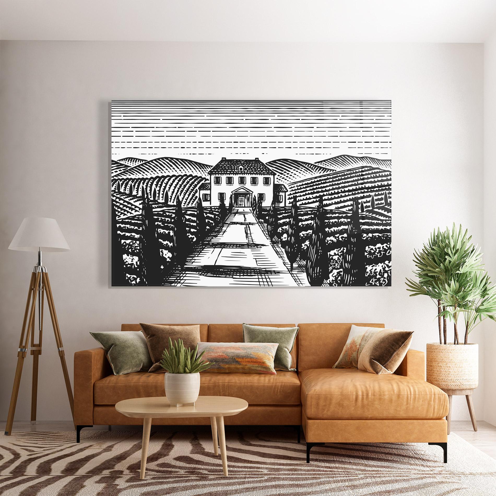 Tablou Sticla Black Rural School mockup 7