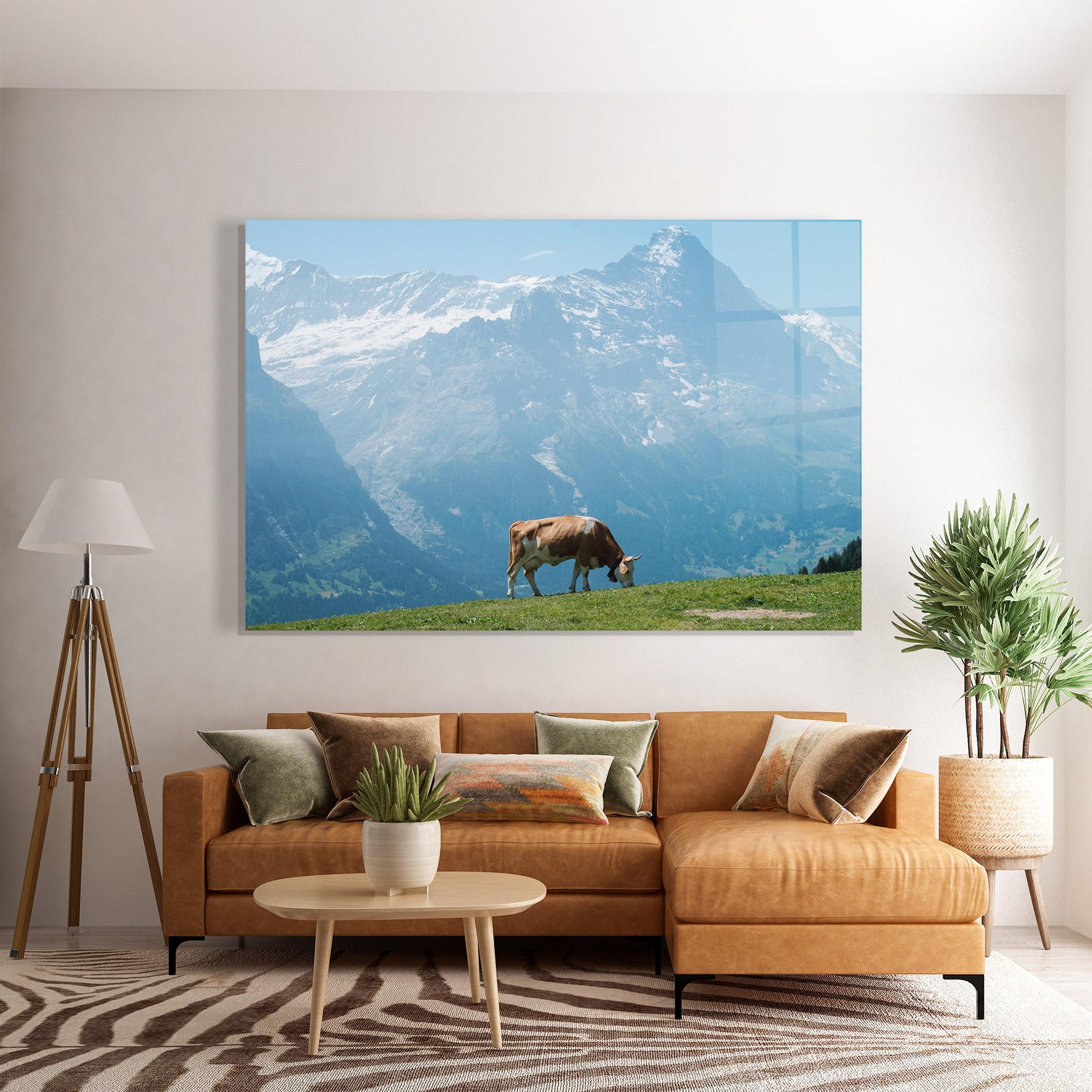 Tablou Sticla Cow Mountain mockup 7