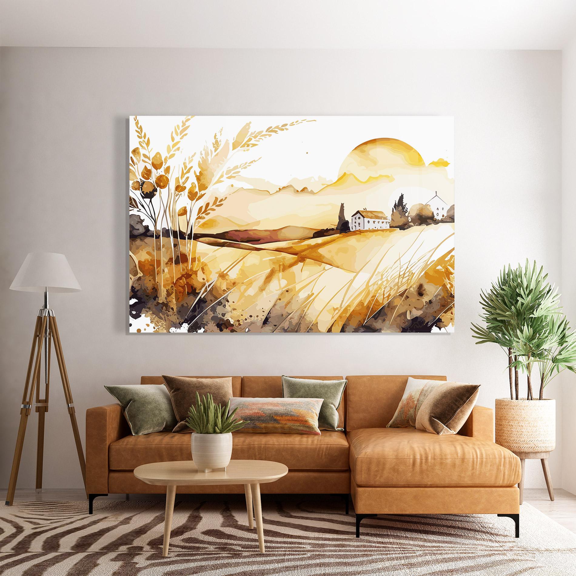 Tablou Sticla Crops Field mockup 7