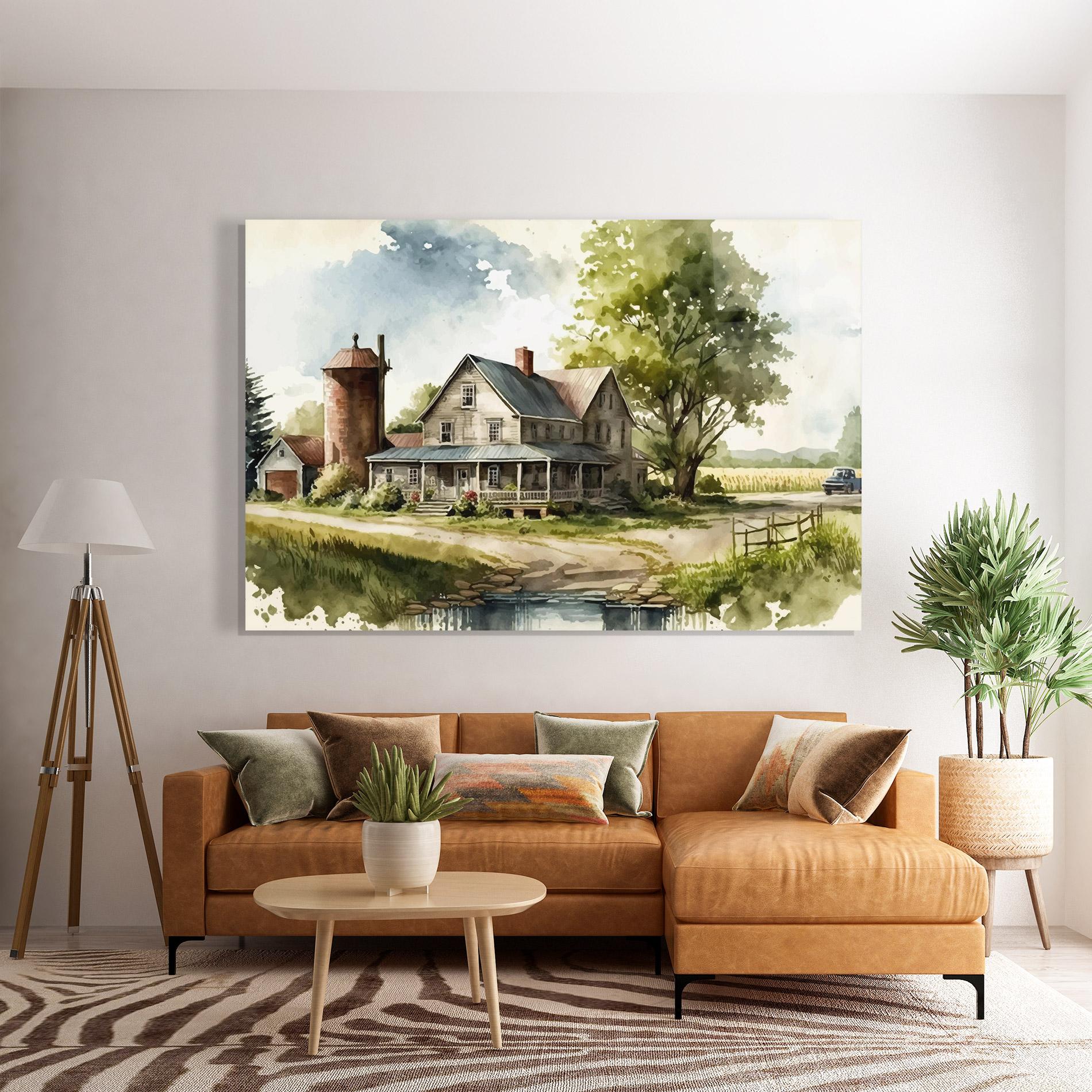 Tablou Sticla Farm Blue Car mockup 7