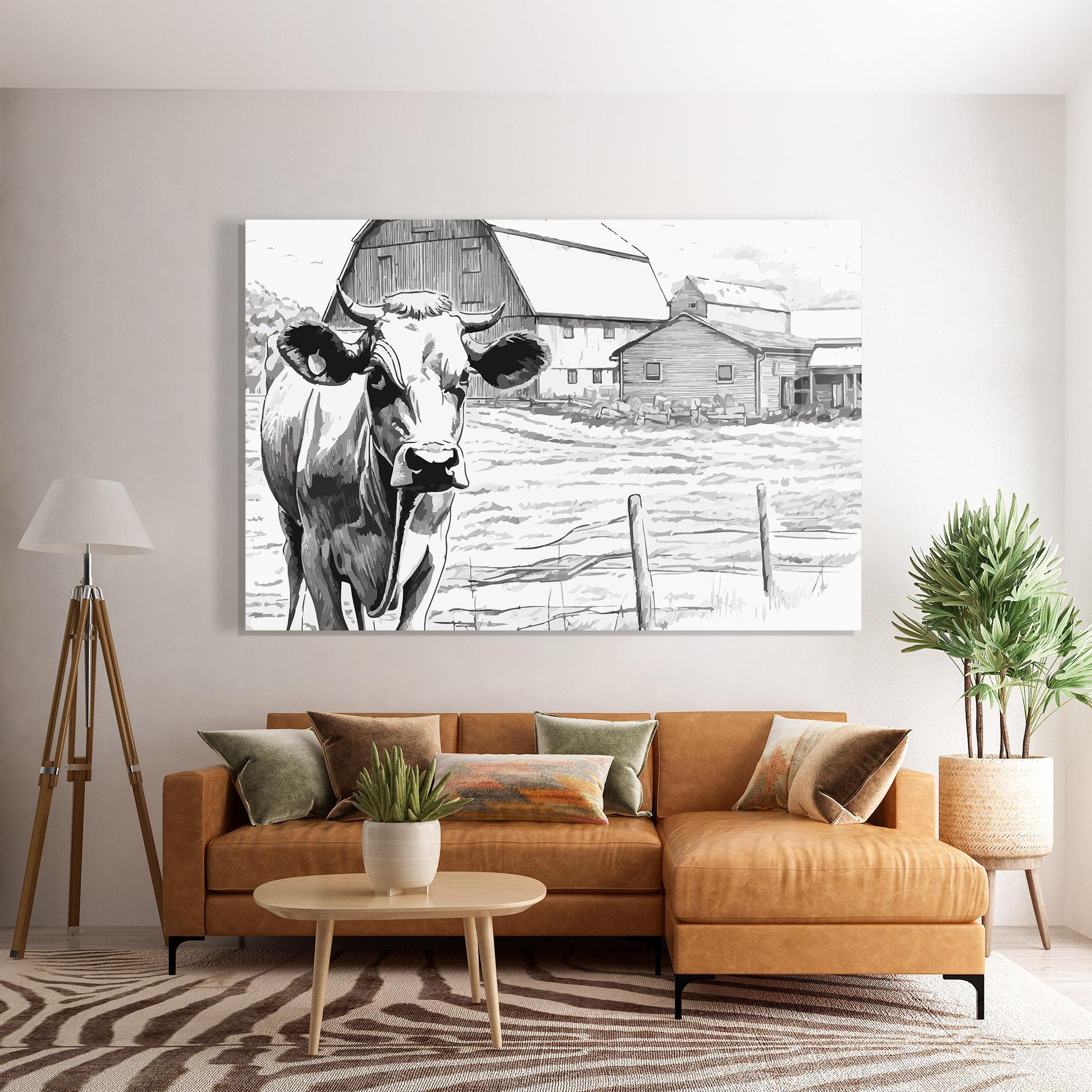 Tablou Sticla Farm Cow mockup 7