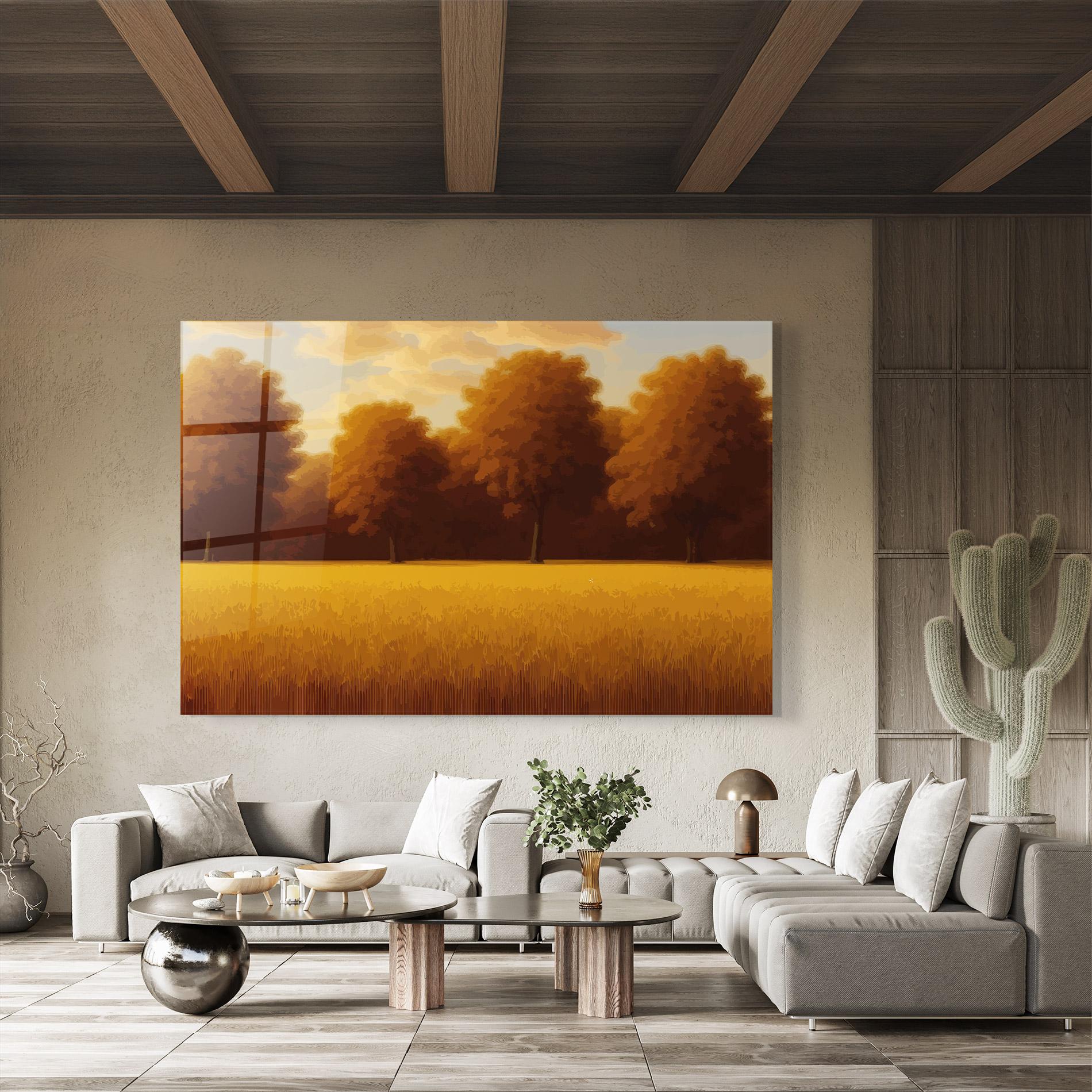 Tablou Sticla Autumn Country Tree mockup 8