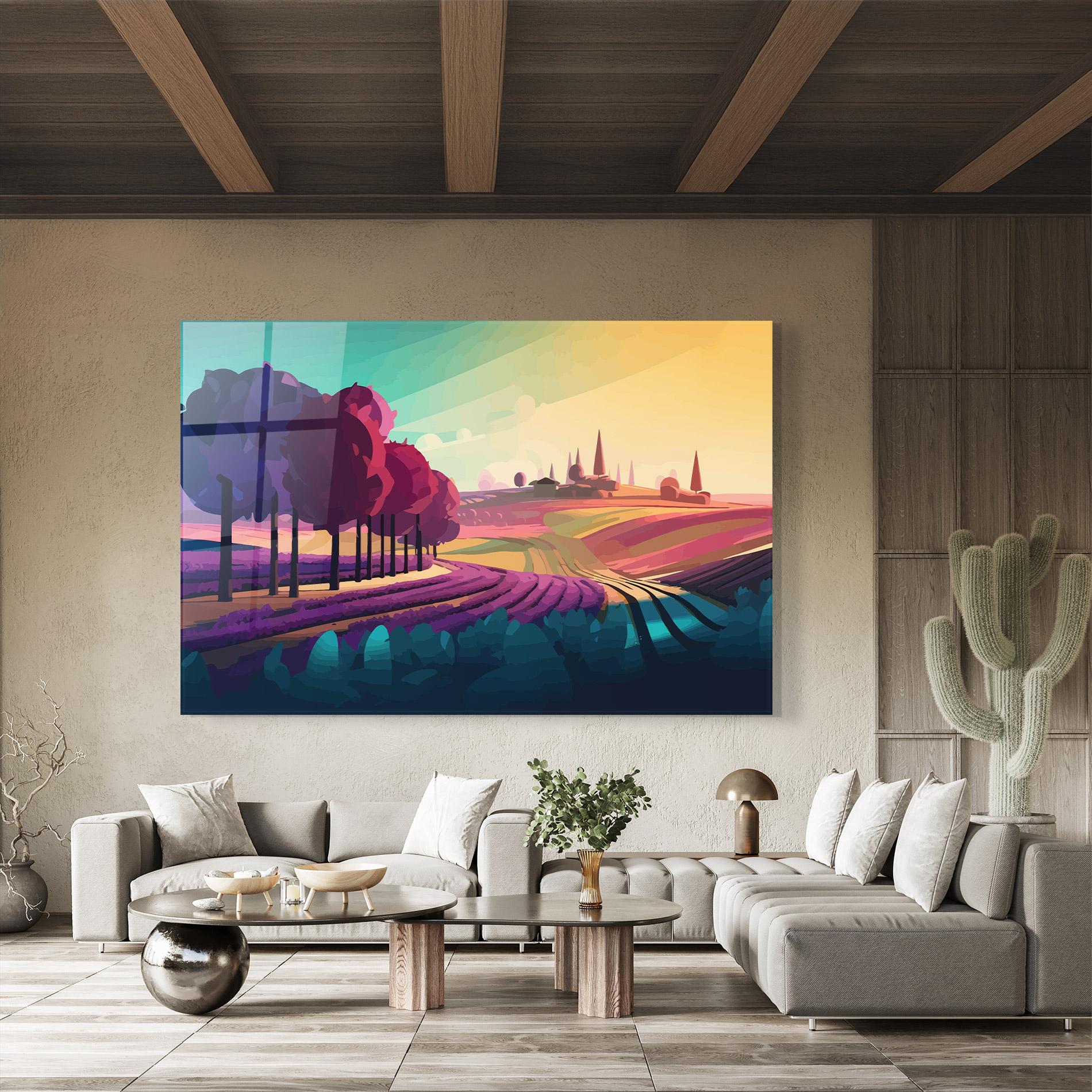 Tablou Sticla Beautiful Rural View mockup 8