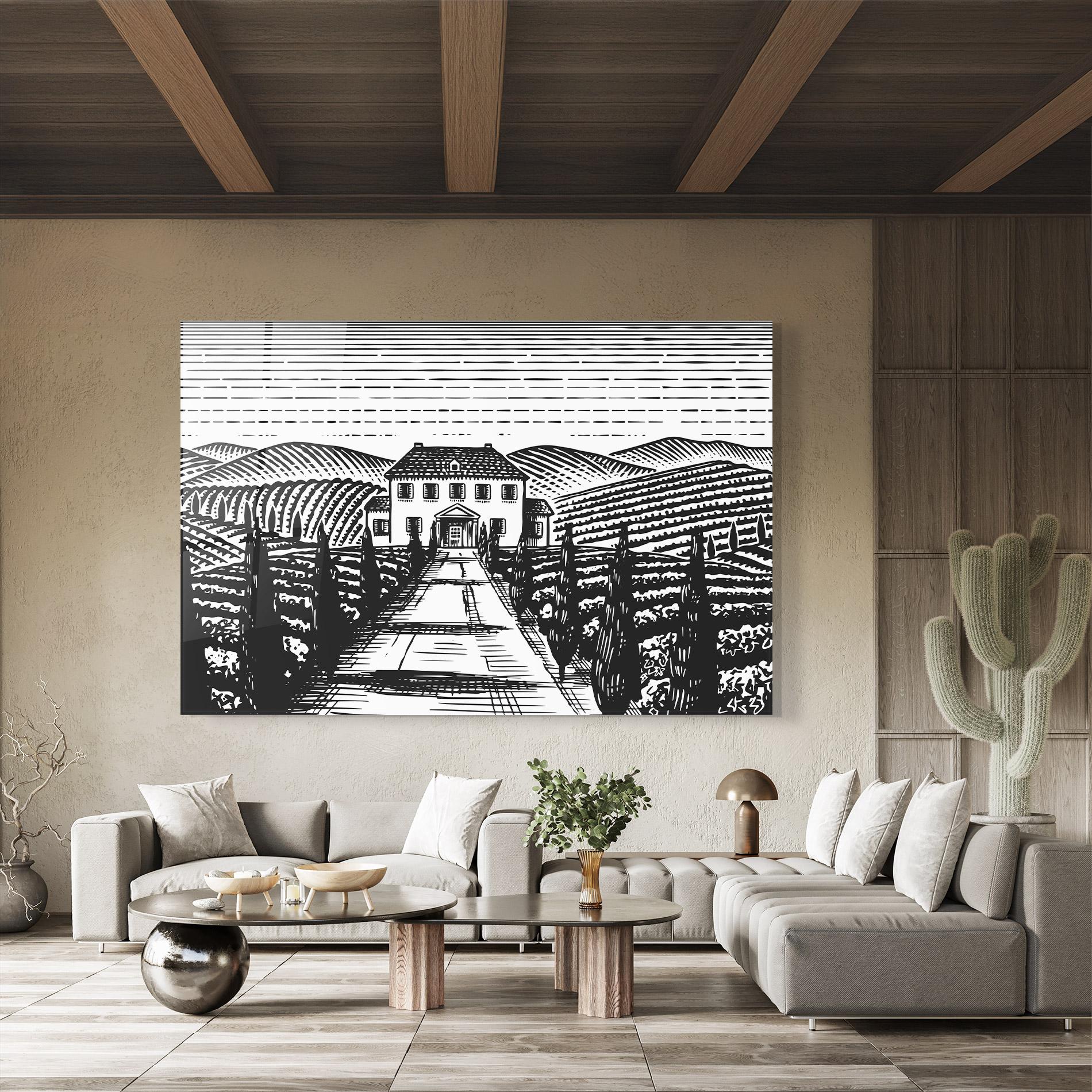 Tablou Sticla Black Rural School mockup 8