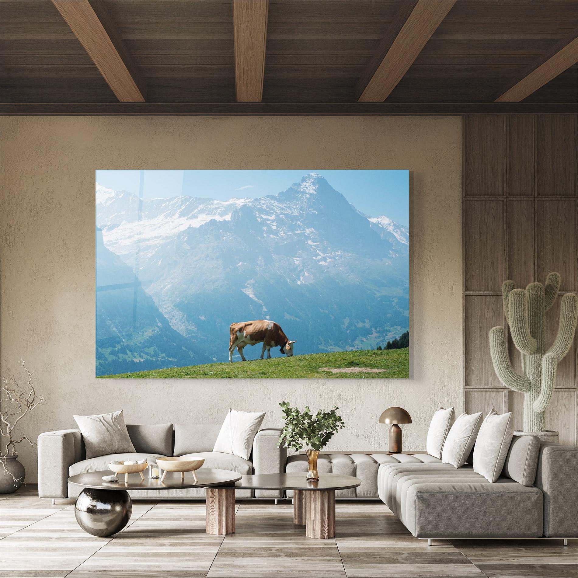 Tablou Sticla Cow Mountain mockup 8
