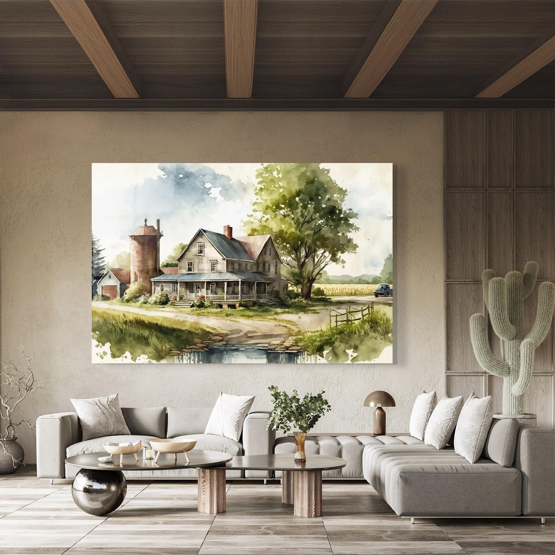 Tablou Sticla Farm Blue Car mockup 8