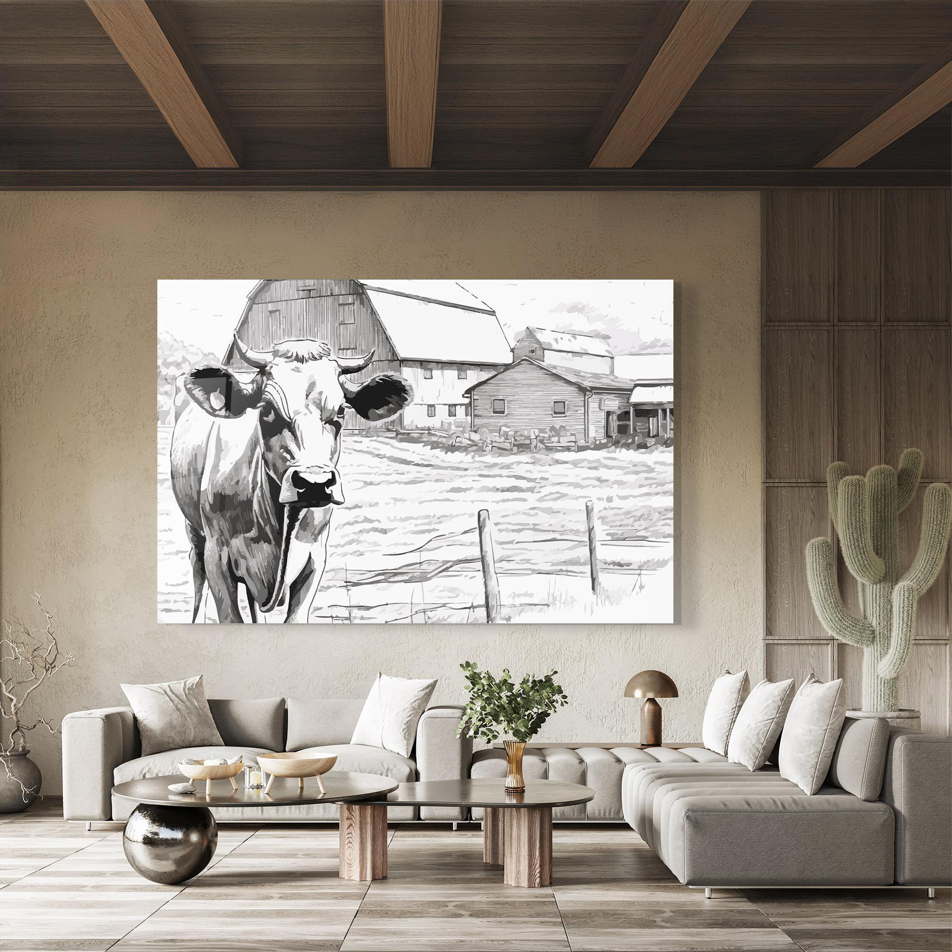 Tablou Sticla Farm Cow mockup 8