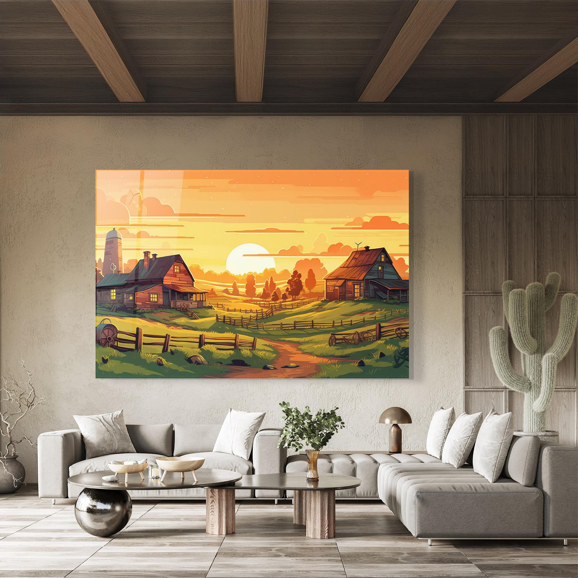 Tablou Sticla Farmhouse Sunlight mockup 8