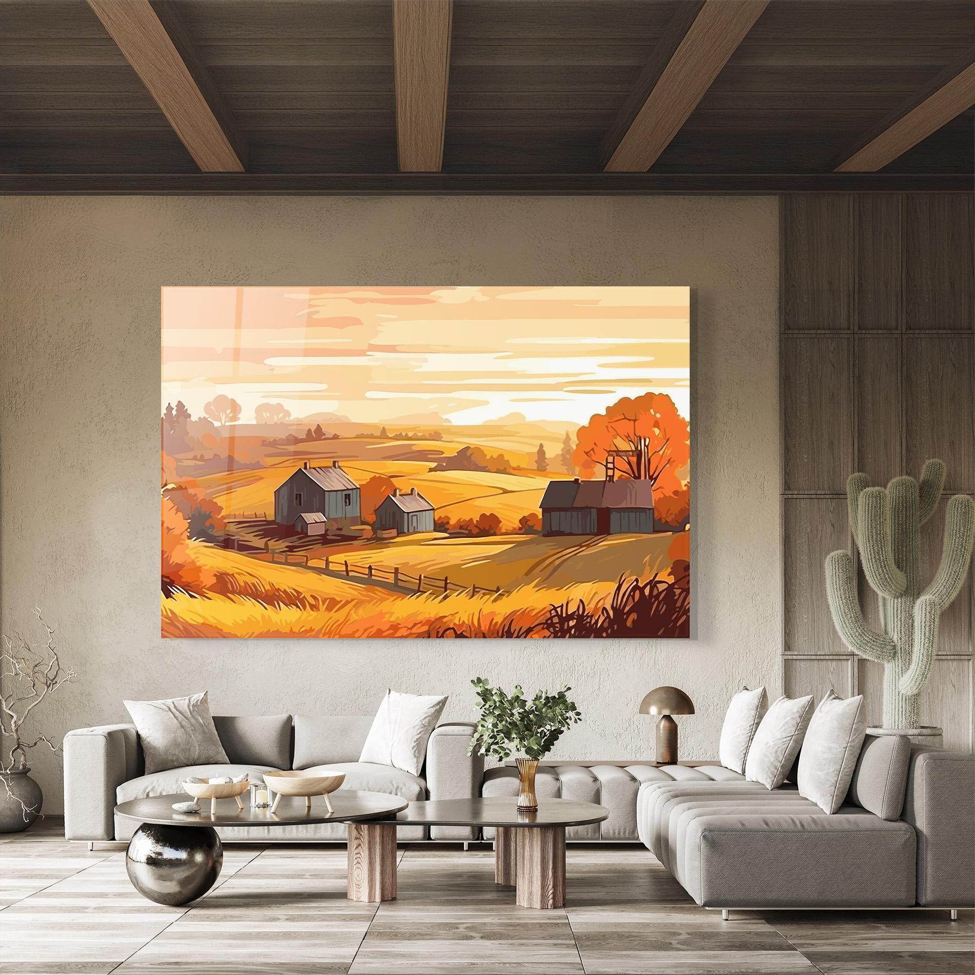 Tablou Sticla Orange Countryside mockup 8
