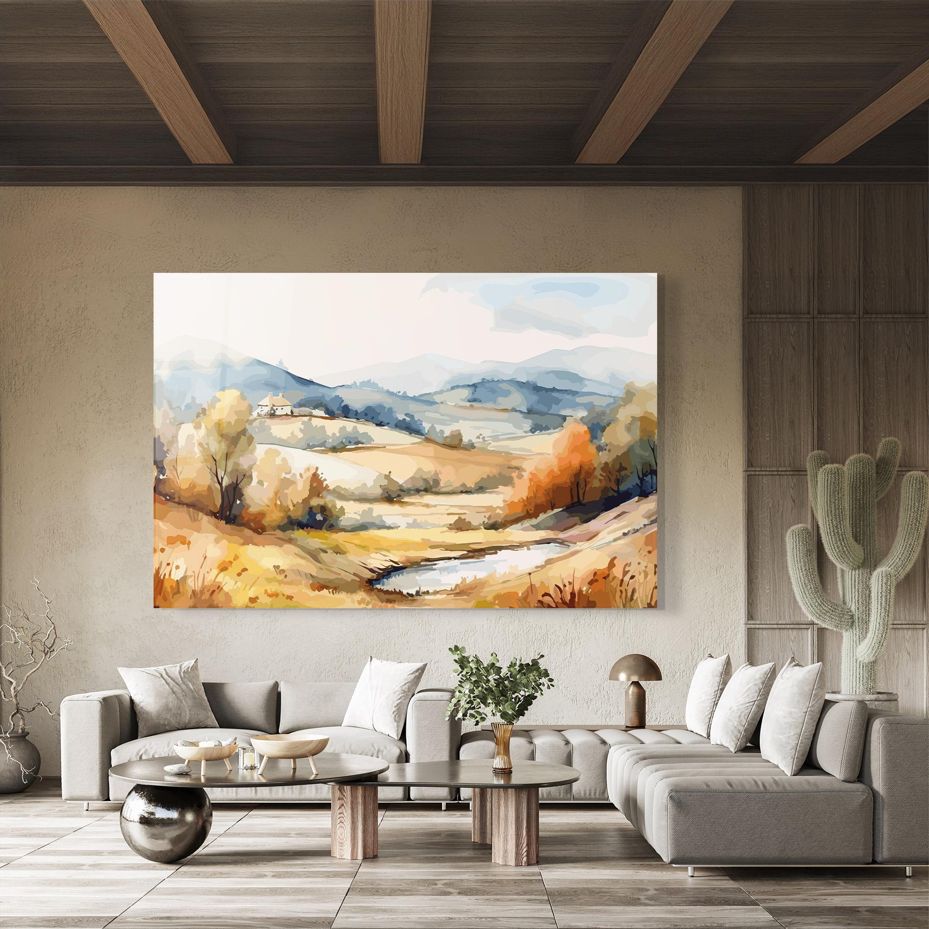 Tablou Sticla Rural Small Lake mockup 8