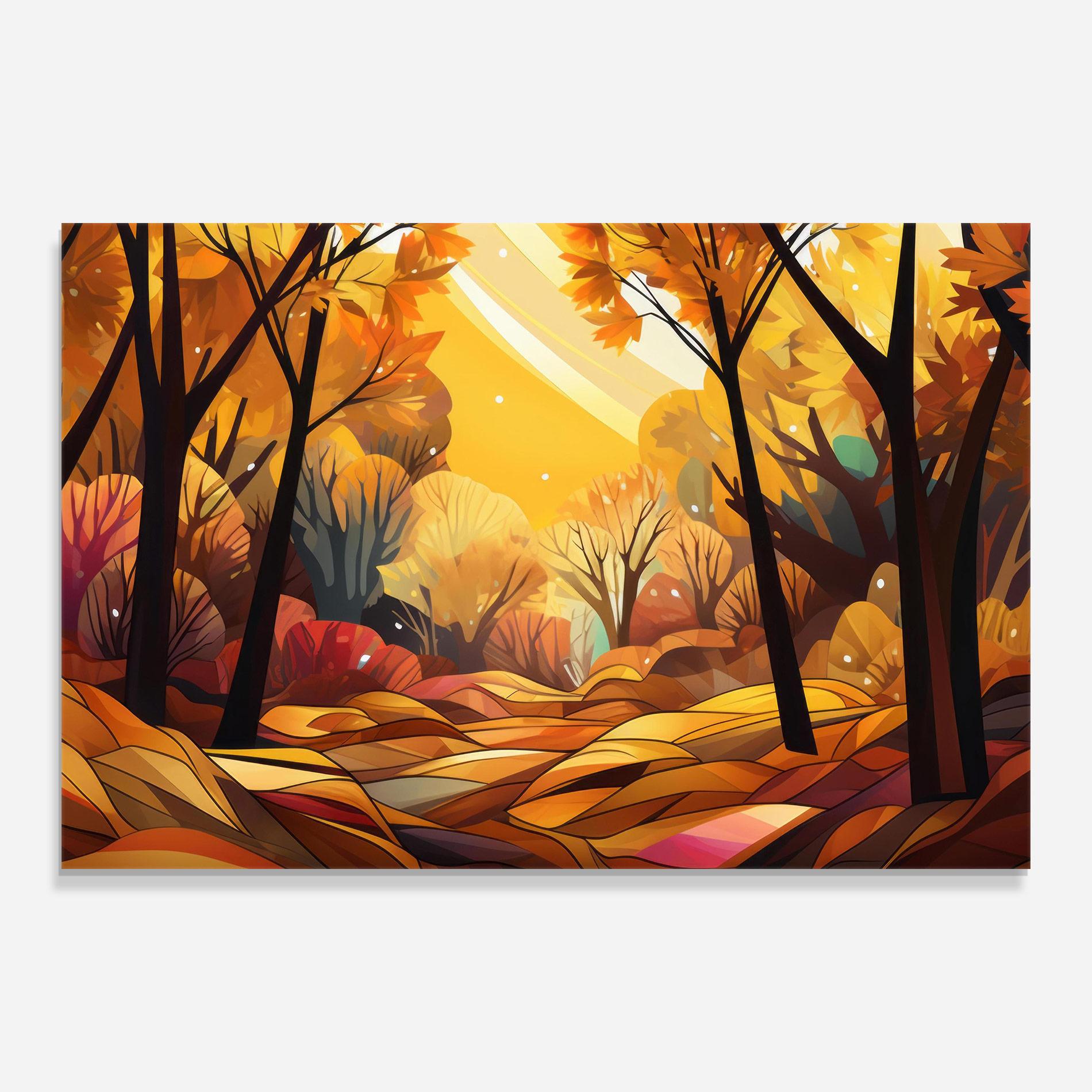 Tablou Sticla Autumn Forest Art mockup 0
