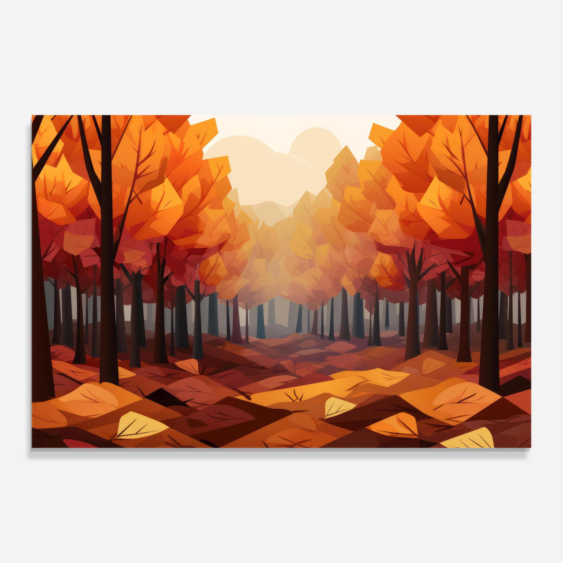 Tablou Sticla Autumn Forest View mockup 0