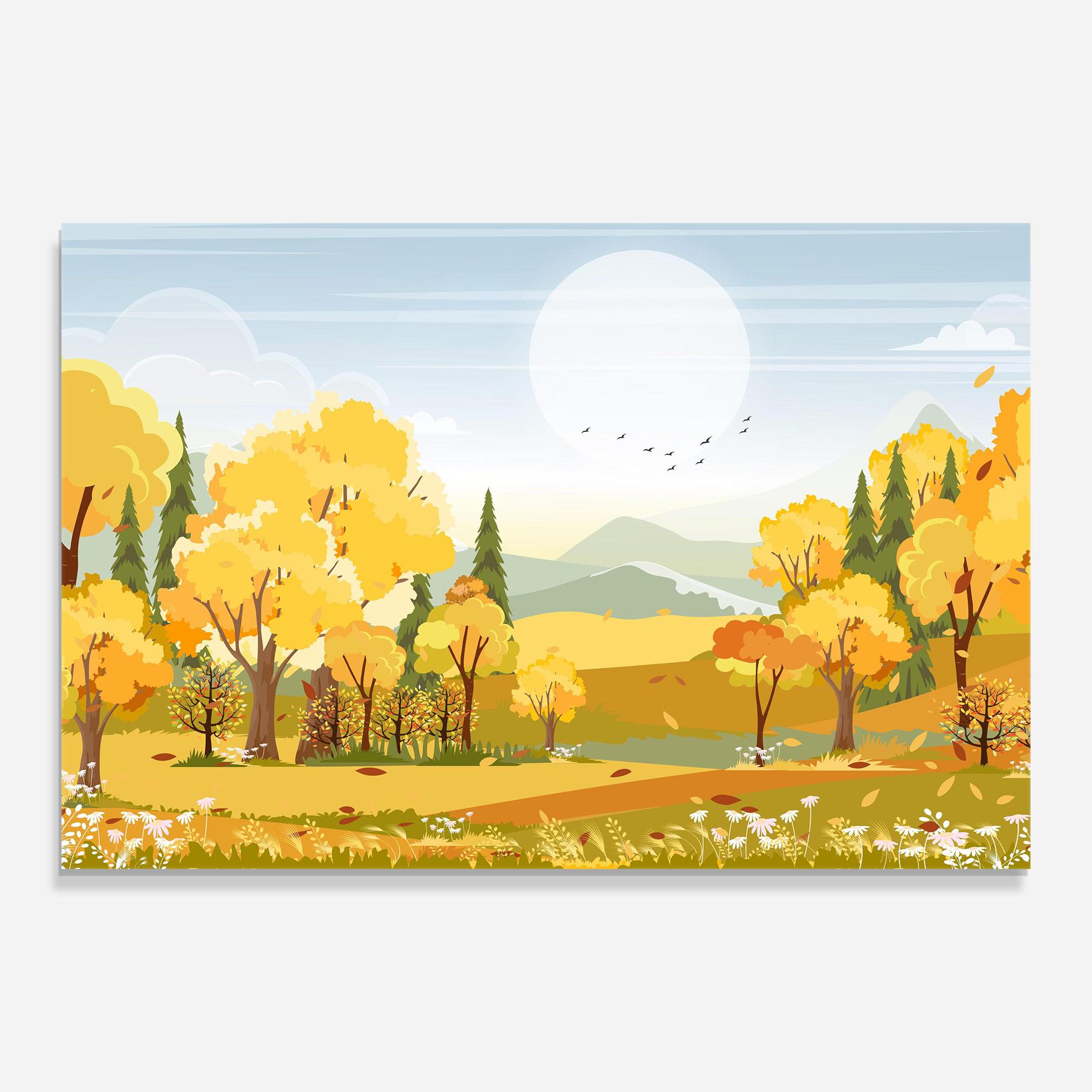 Tablou Sticla Autumn Yellow View mockup 0