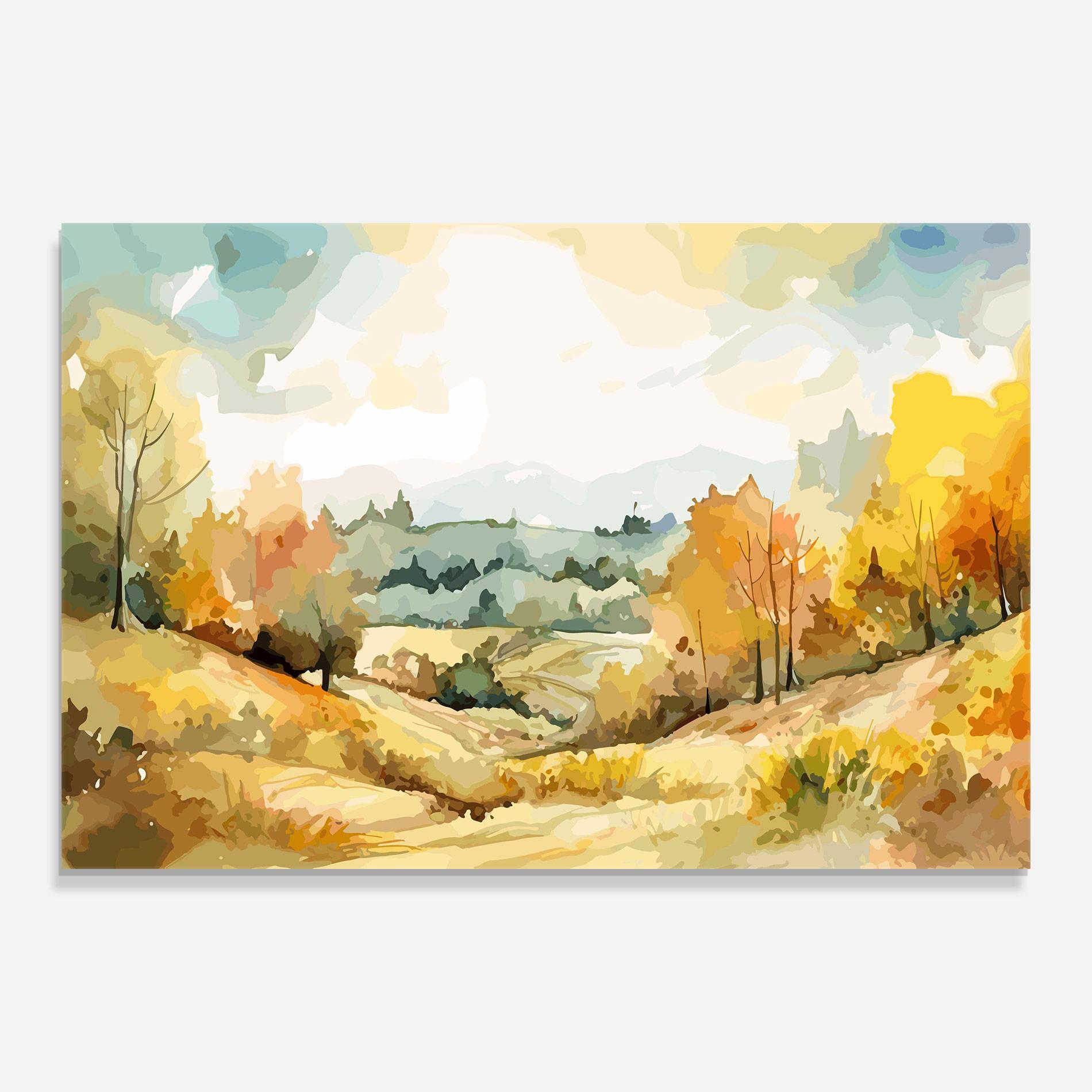 Tablou Sticla Green Yellow Autumn mockup 0