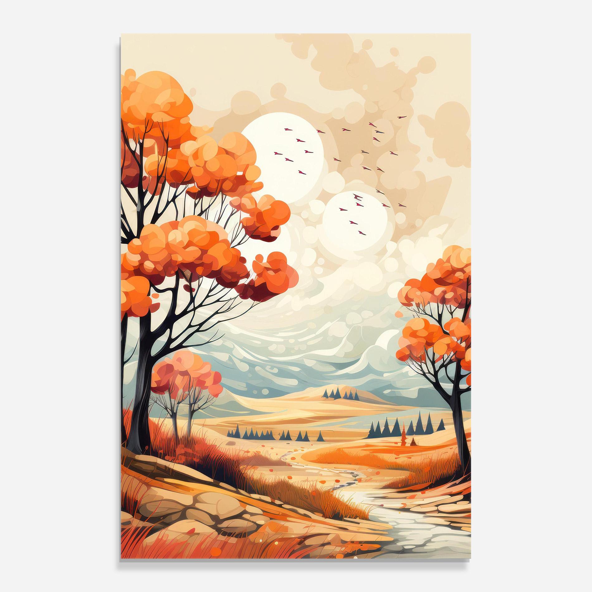 Tablou Sticla Autumn Tree Painting mockup 0