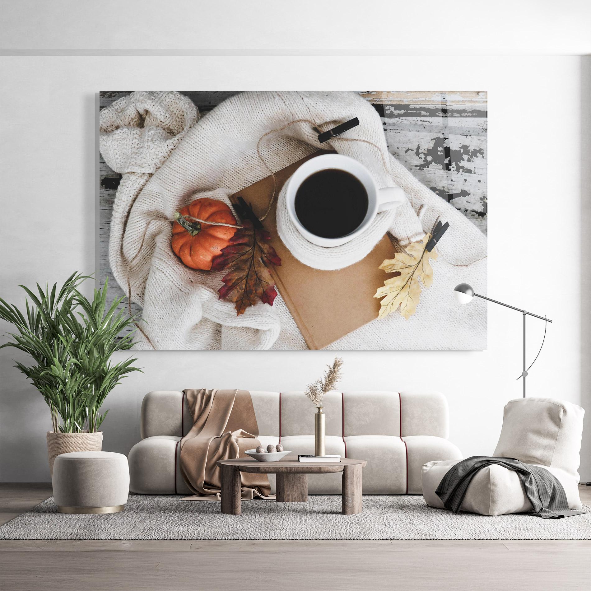 Tablou Sticla Autumn Coffee mockup 9